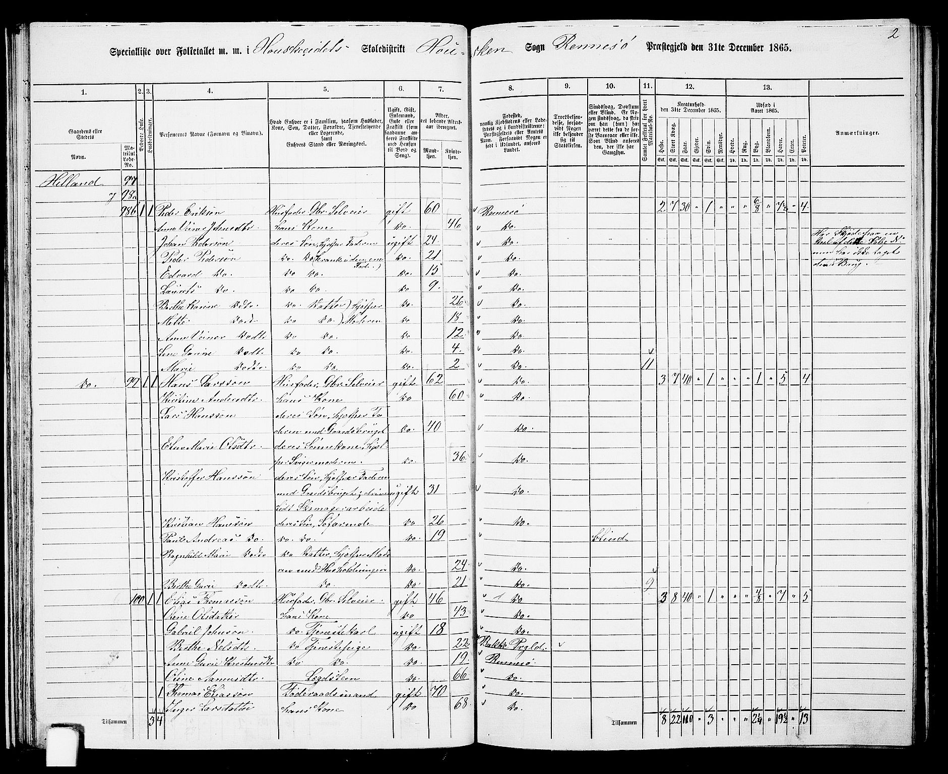 RA, 1865 census for Rennesøy, 1865, p. 38