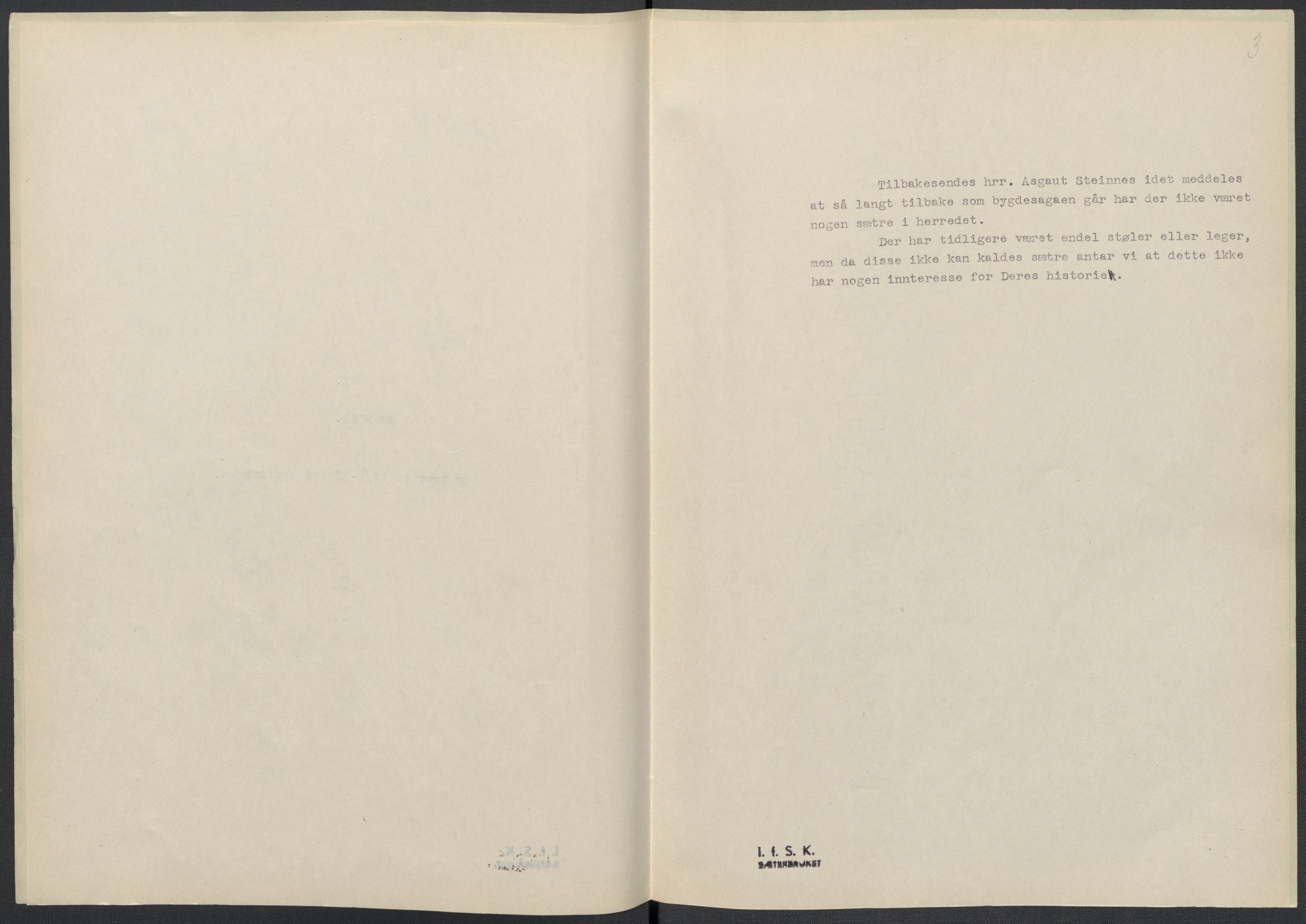 Instituttet for sammenlignende kulturforskning, RA/PA-0424/F/Fc/L0009/0001: Eske B9: / Rogaland (perm XXII), 1932-1935, p. 3