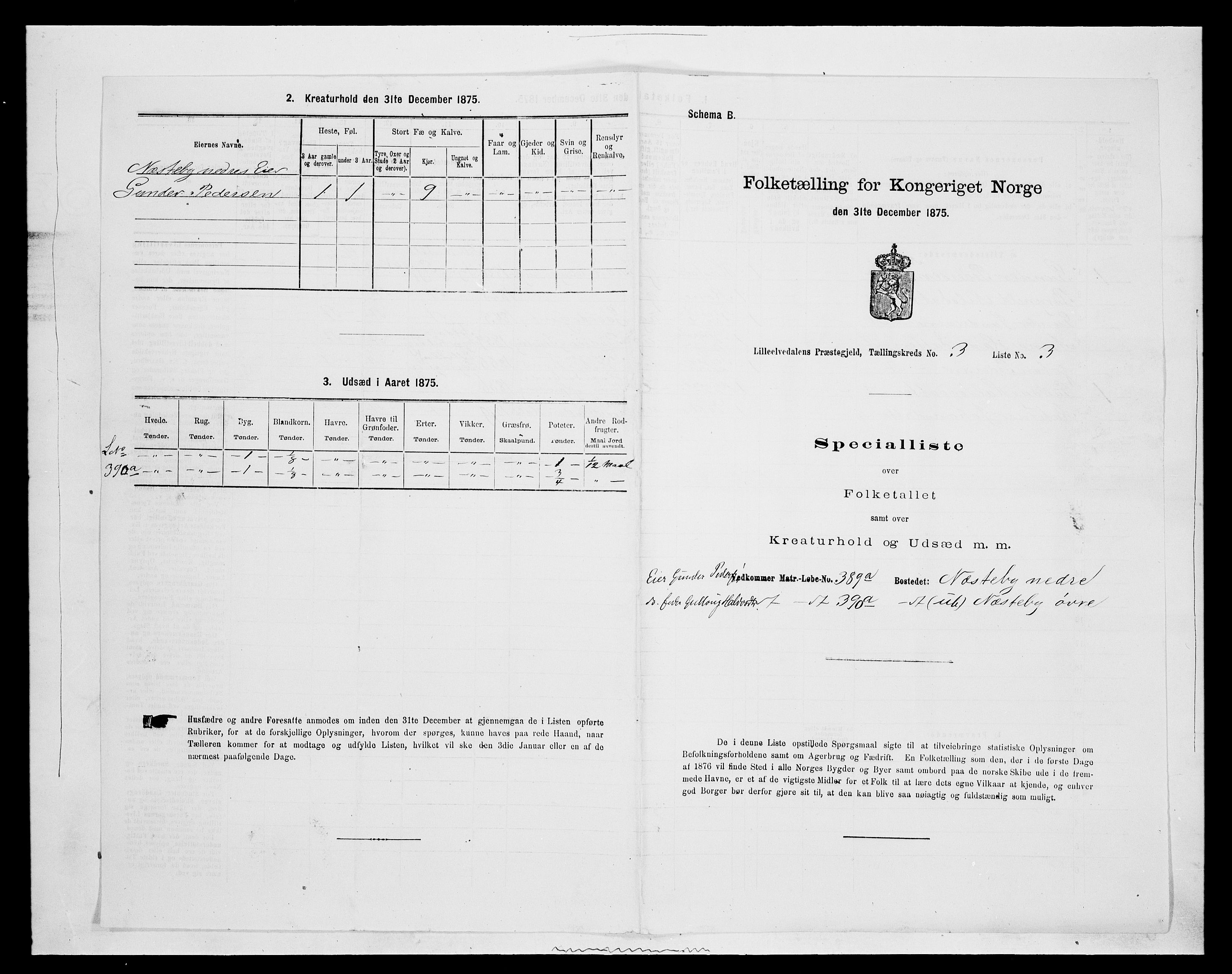 SAH, 1875 census for 0438P Lille Elvedalen, 1875, p. 315