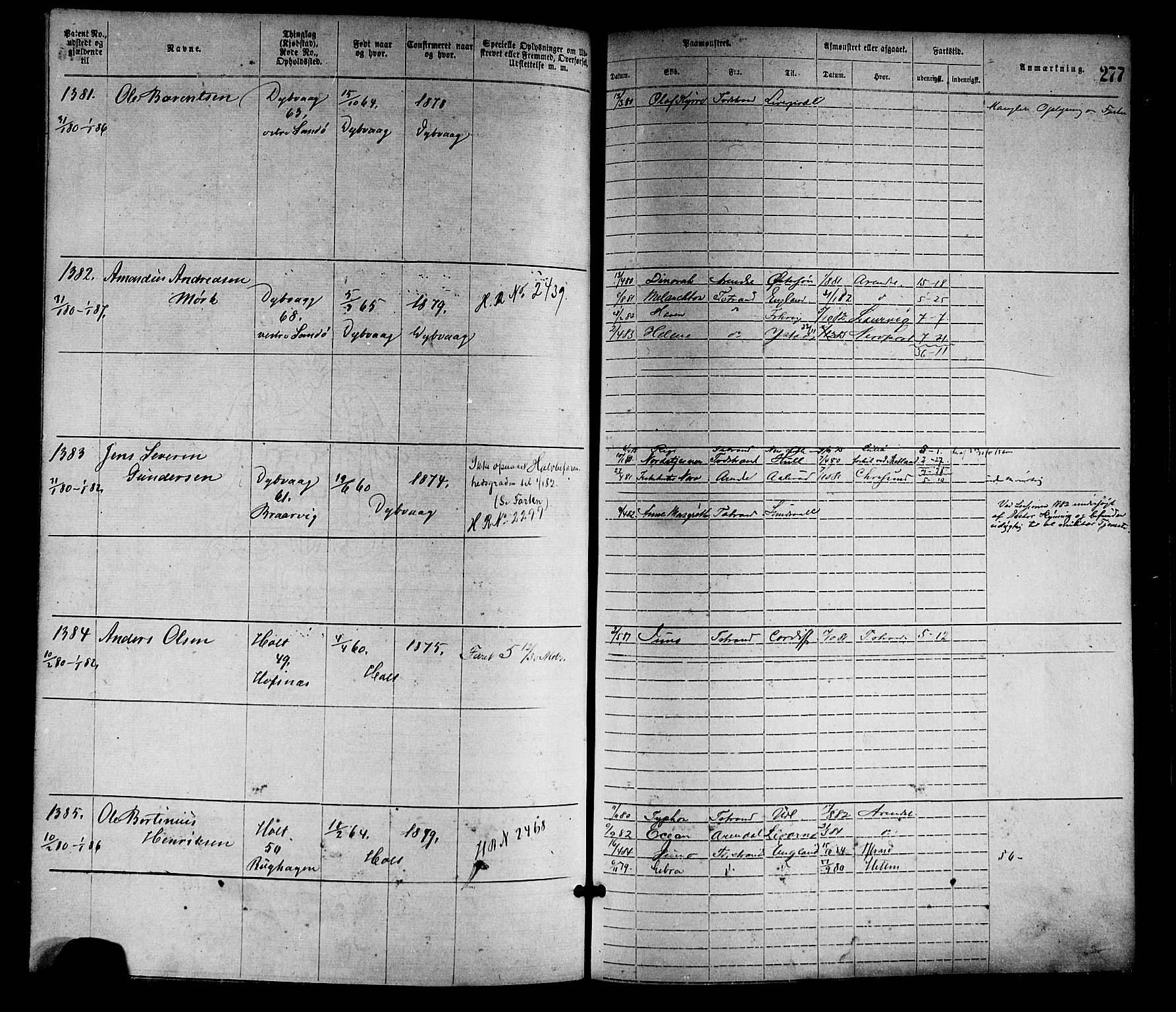 Tvedestrand mønstringskrets, SAK/2031-0011/F/Fa/L0001: Annotasjonsrulle nr 1-1905 med register, R-1, 1866-1886, p. 302