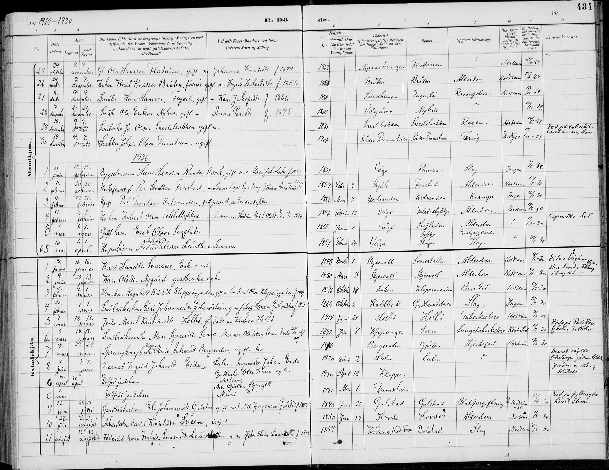 Vågå prestekontor, AV/SAH-PREST-076/H/Ha/Hab/L0002: Parish register (copy) no. 2, 1894-1939, p. 434