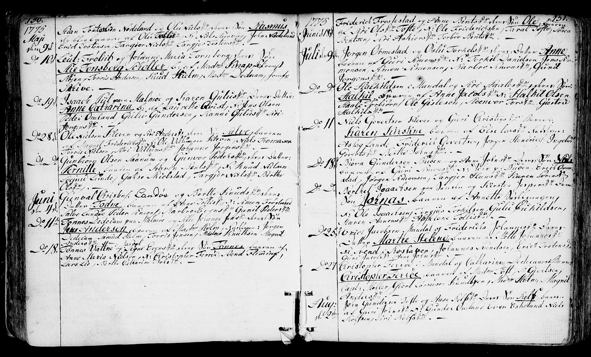 Mandal sokneprestkontor, AV/SAK-1111-0030/F/Fa/Faa/L0003: Parish register (official) no. A 3, 1748-1794, p. 150-151