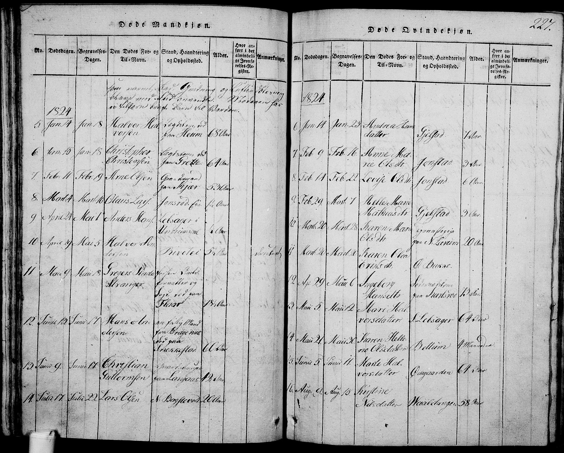 Våle kirkebøker, AV/SAKO-A-334/G/Ga/L0001: Parish register (copy) no. I 1, 1814-1824, p. 226-227