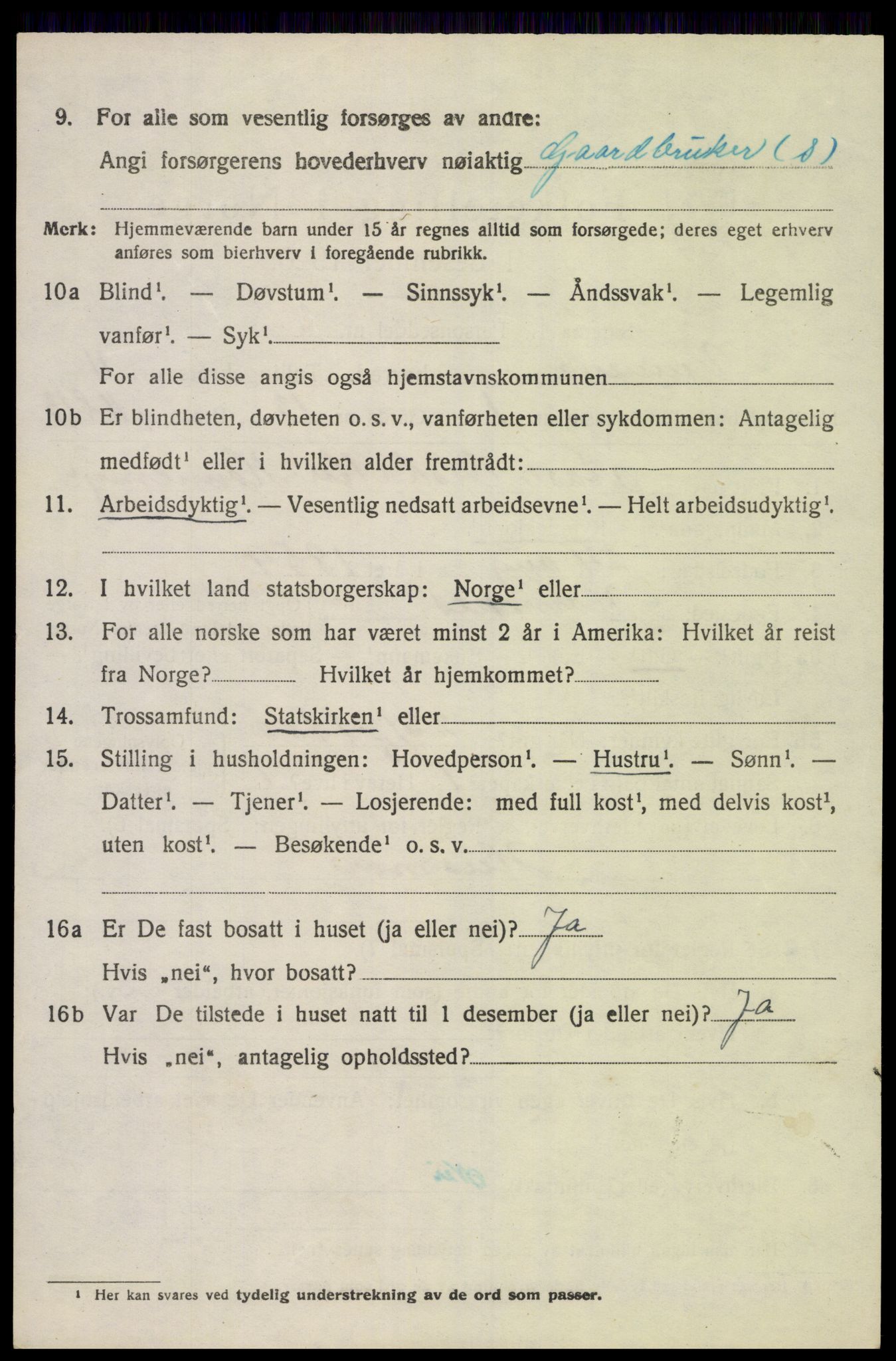 SAK, 1920 census for Vennesla, 1920, p. 7095