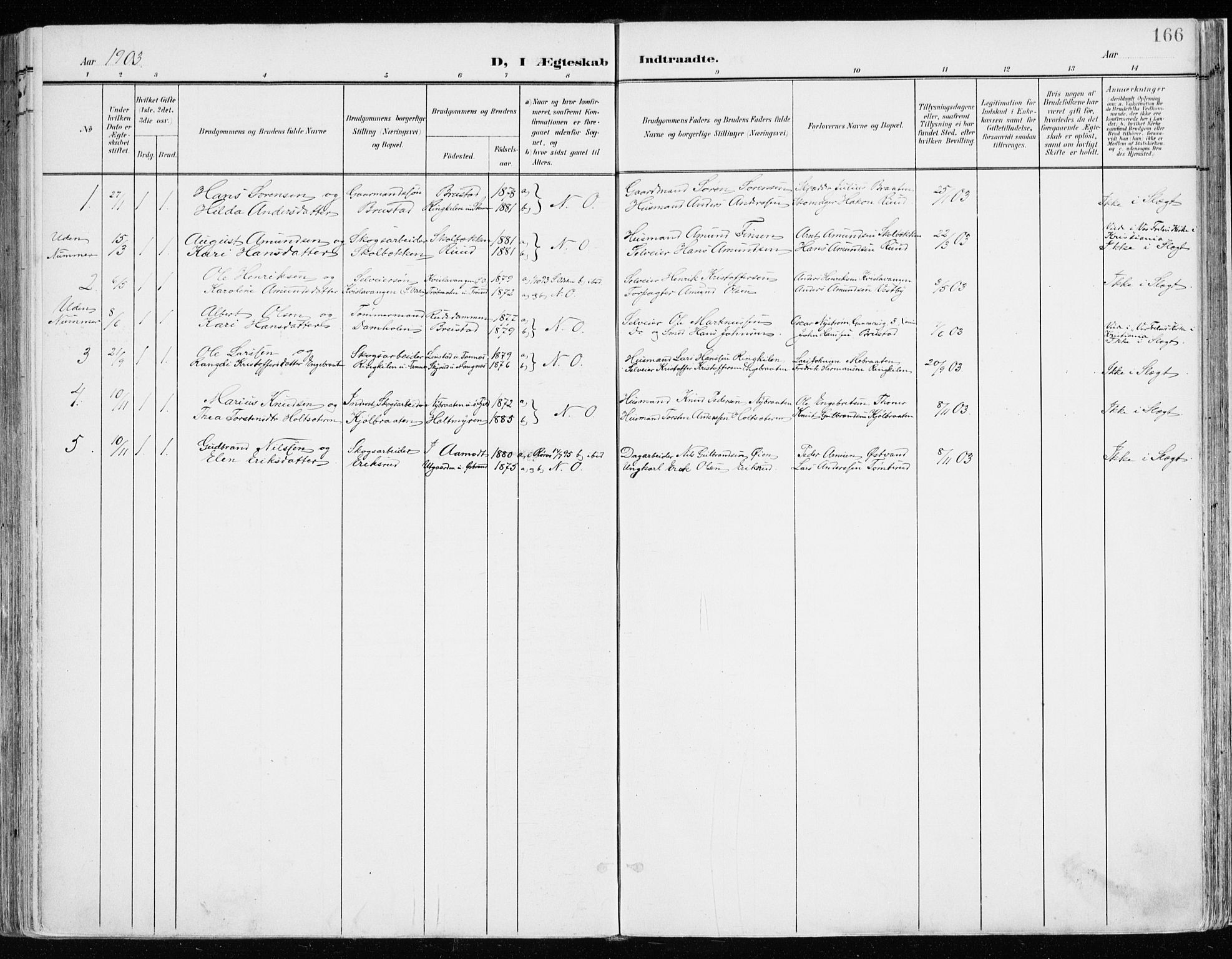 Nord-Odal prestekontor, AV/SAH-PREST-032/H/Ha/Haa/L0009: Parish register (official) no. 9, 1902-1926, p. 166