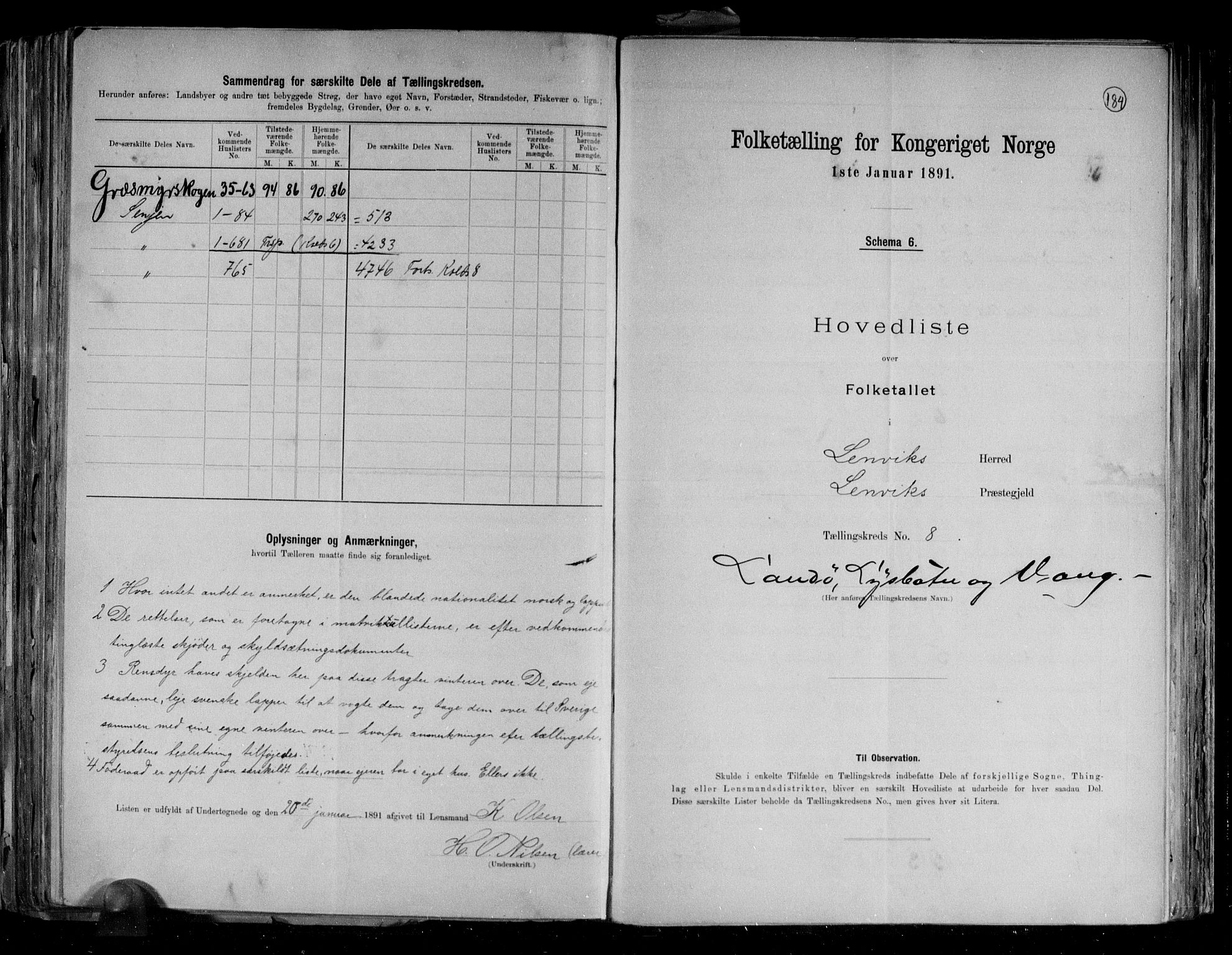 RA, 1891 census for 1931 Lenvik, 1891, p. 21