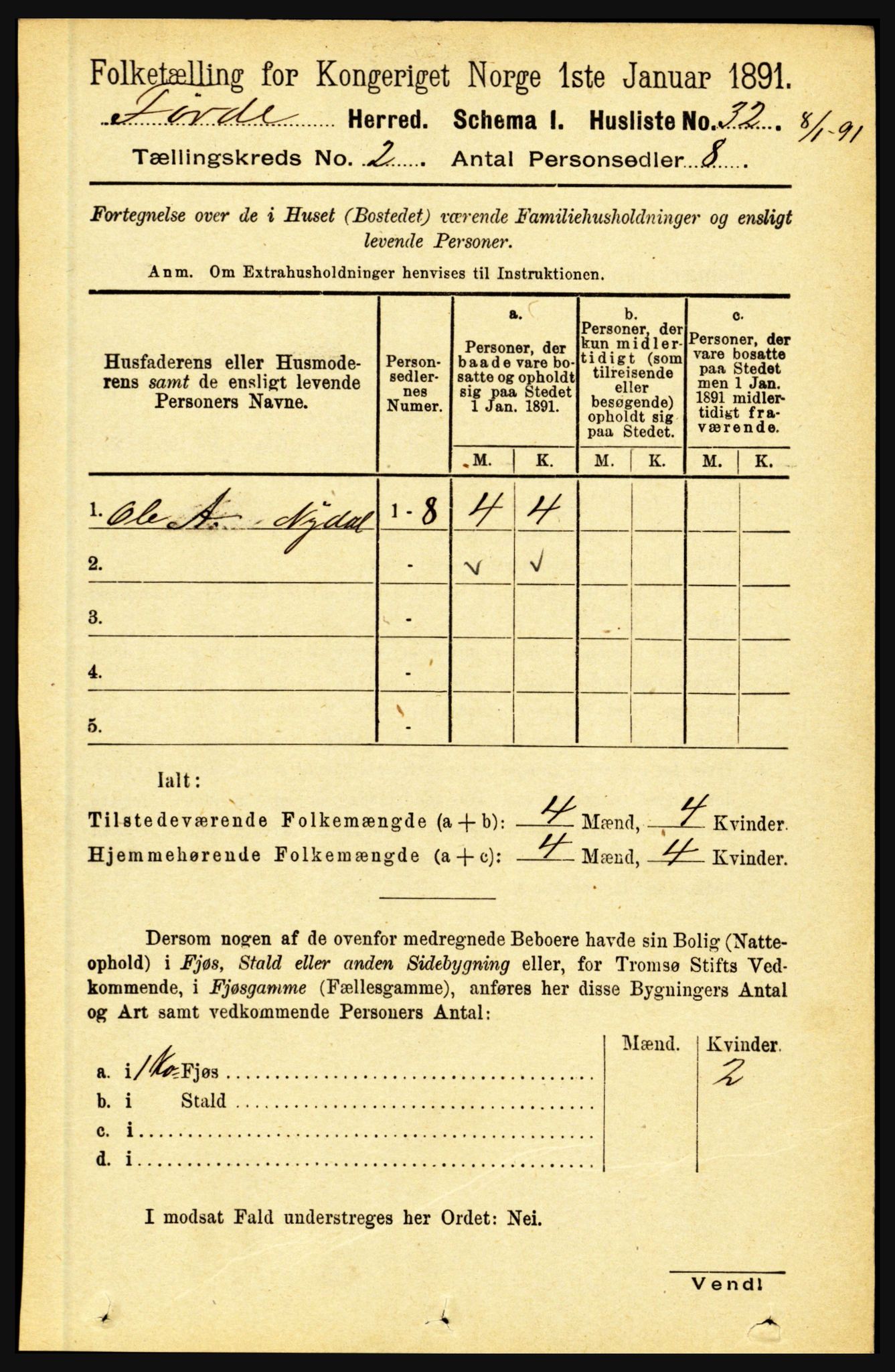 RA, 1891 census for 1432 Førde, 1891, p. 435
