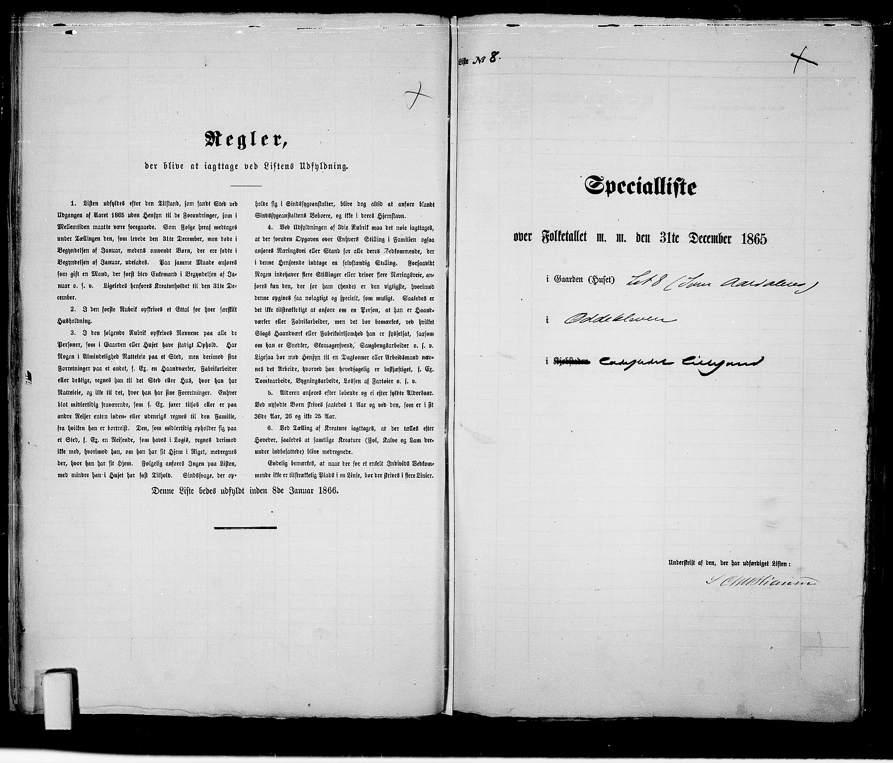 RA, 1865 census for Vestre Moland/Lillesand, 1865, p. 22