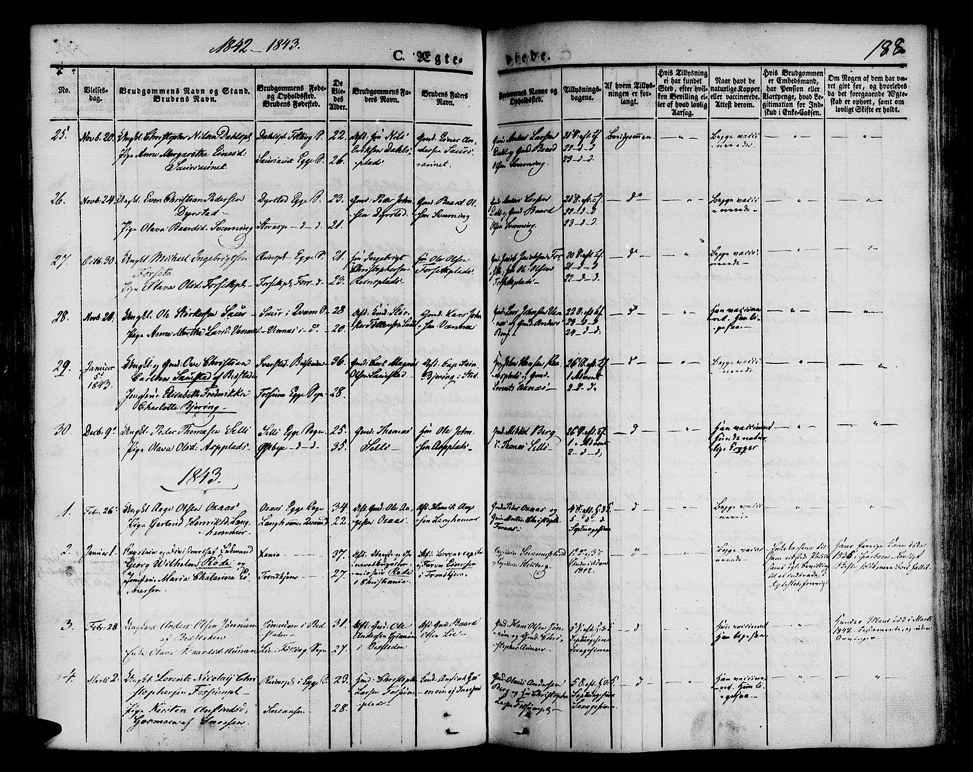 Ministerialprotokoller, klokkerbøker og fødselsregistre - Nord-Trøndelag, SAT/A-1458/746/L0445: Parish register (official) no. 746A04, 1826-1846, p. 188