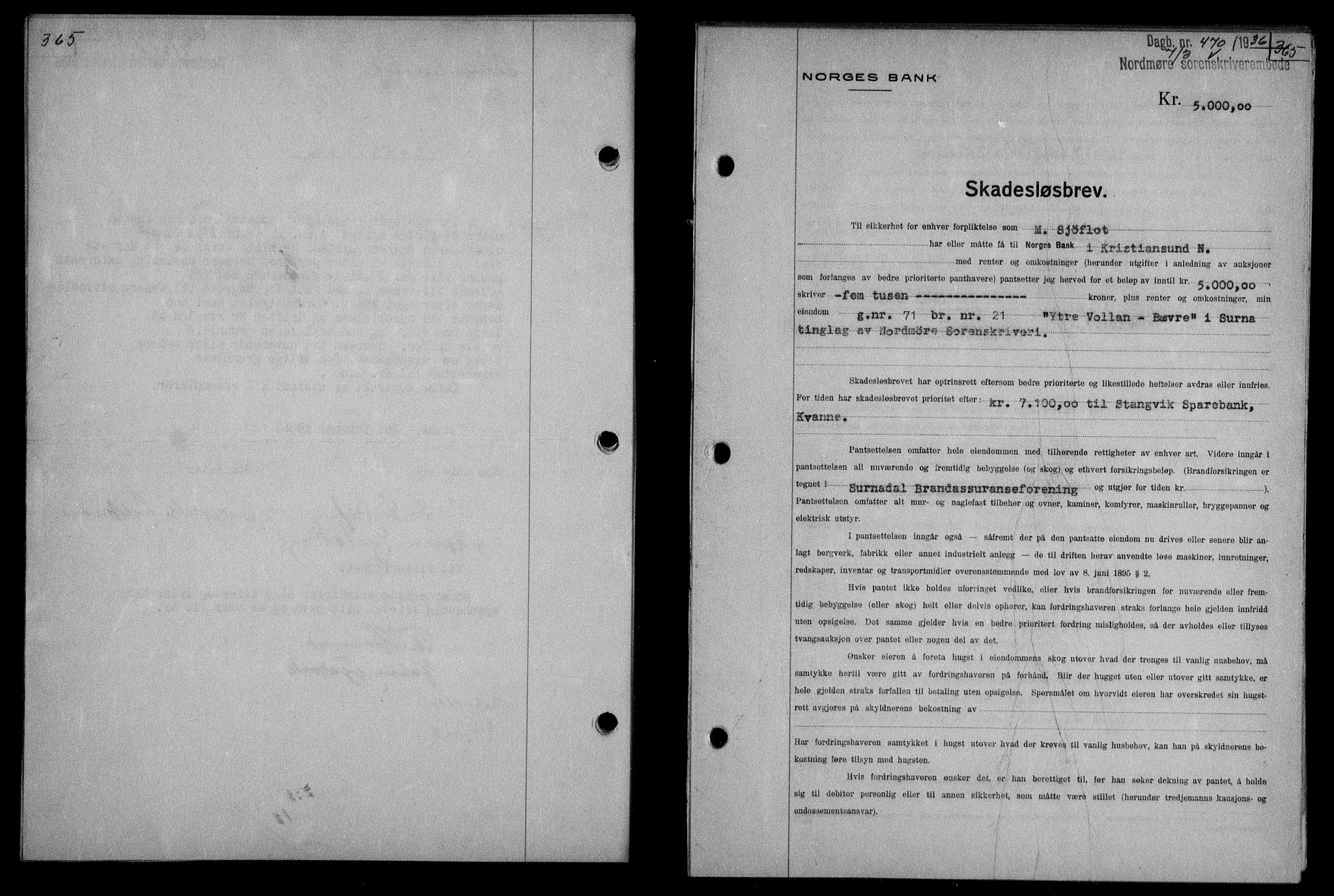 Nordmøre sorenskriveri, AV/SAT-A-4132/1/2/2Ca/L0087: Mortgage book no. 77, 1935-1936, Deed date: 07.03.1936