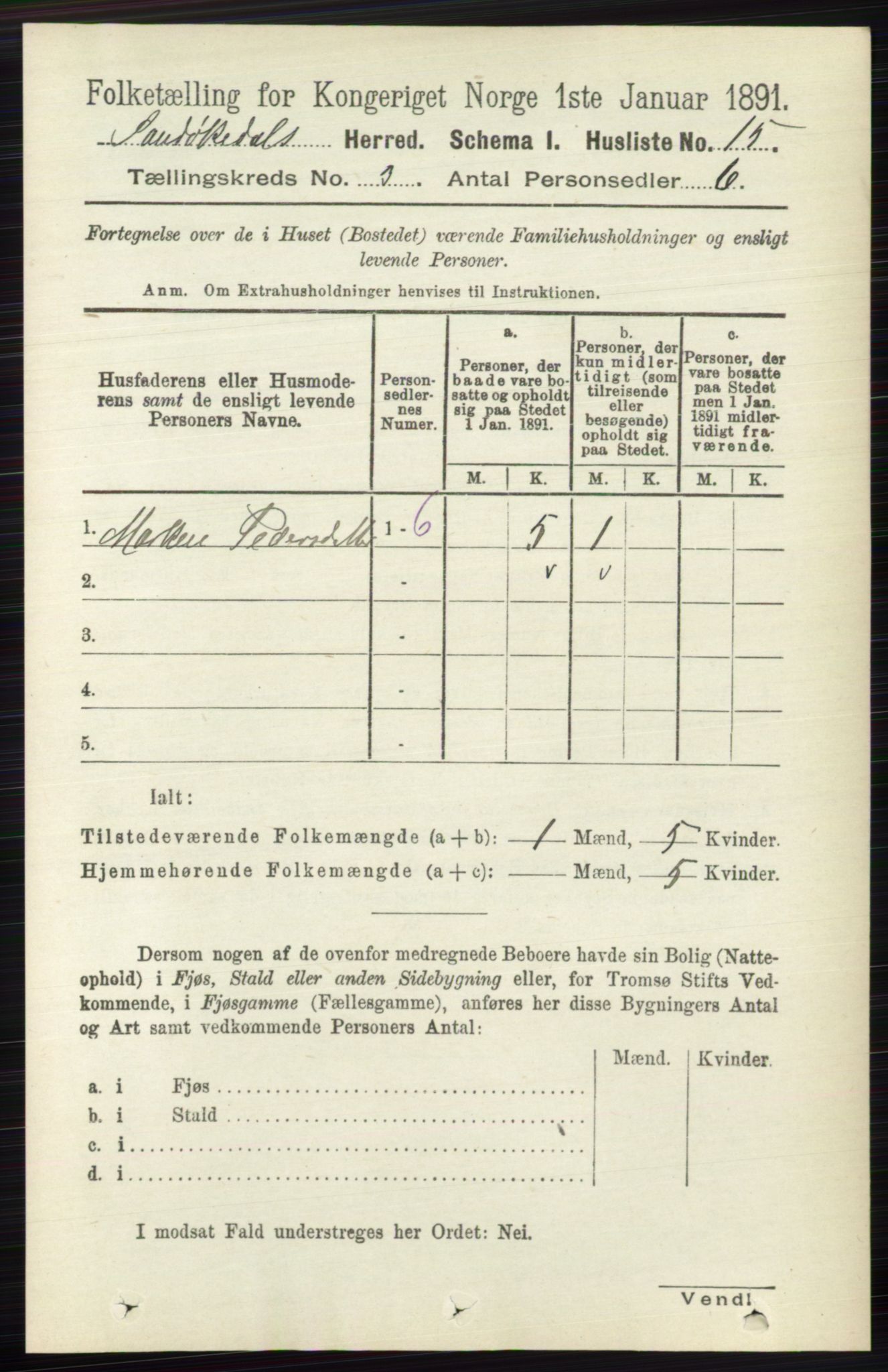 RA, 1891 census for 0816 Sannidal, 1891, p. 754