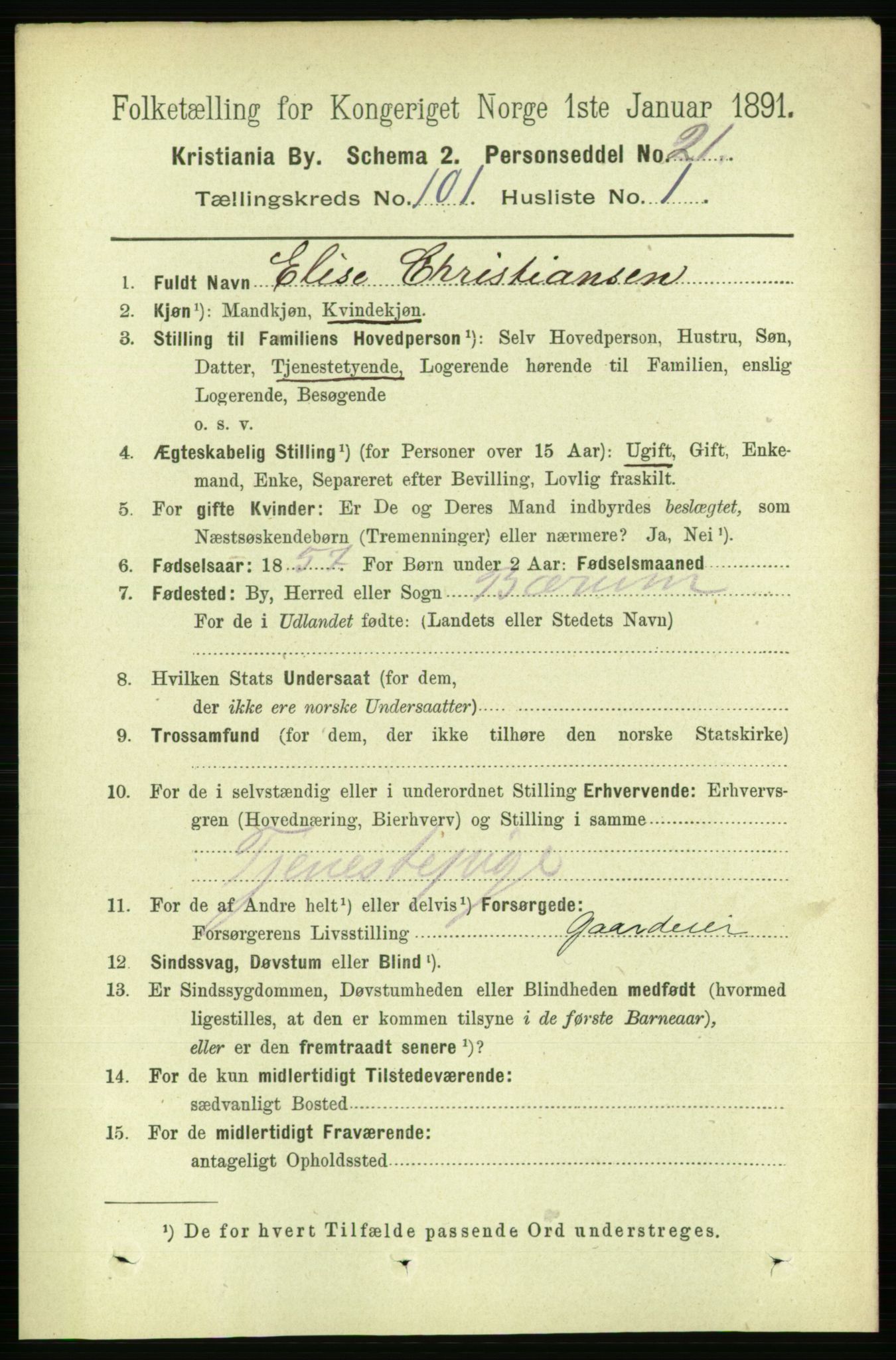 RA, 1891 census for 0301 Kristiania, 1891, p. 50026