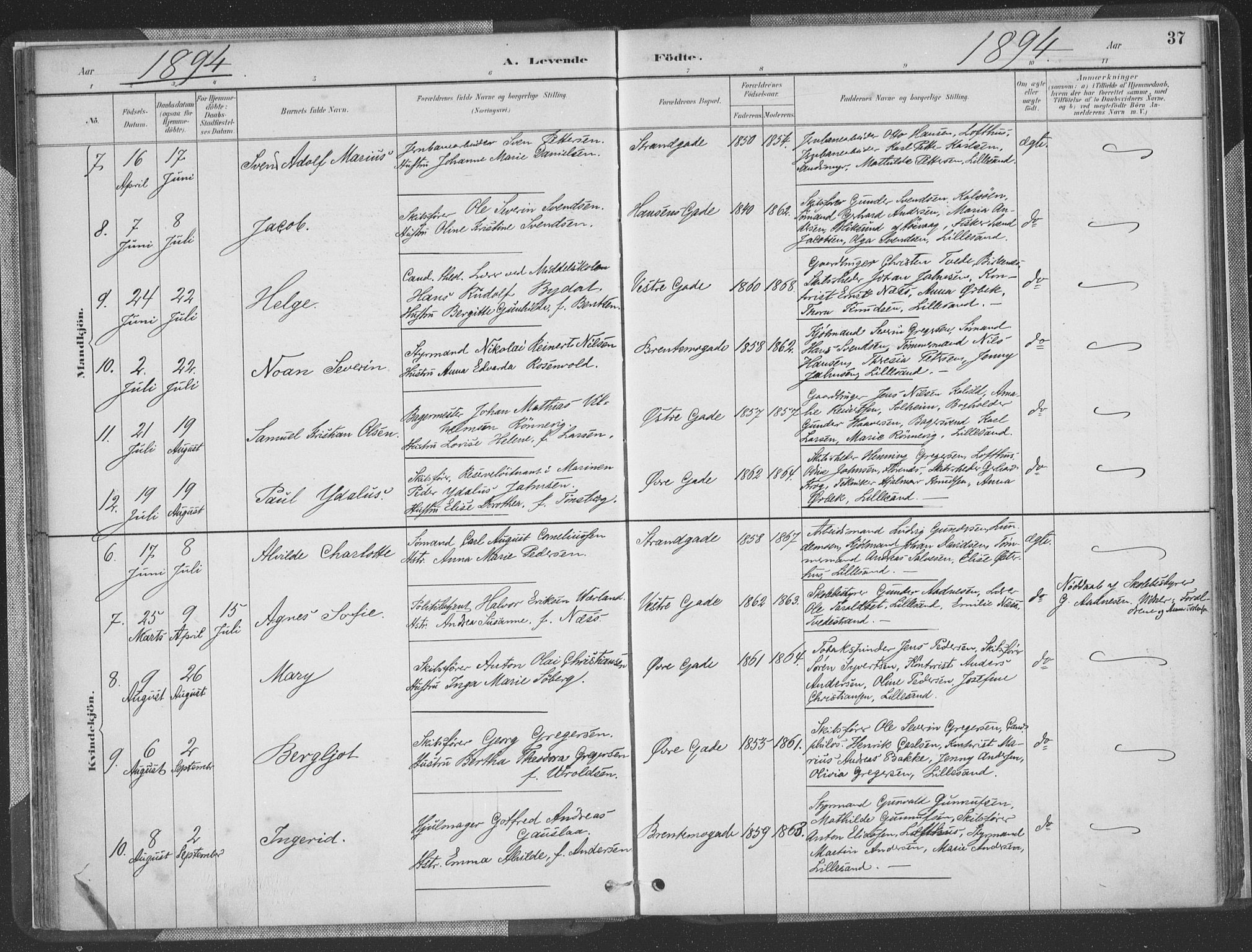 Vestre Moland sokneprestkontor, AV/SAK-1111-0046/F/Fa/Faa/L0001: Parish register (official) no. A 1, 1884-1899, p. 38