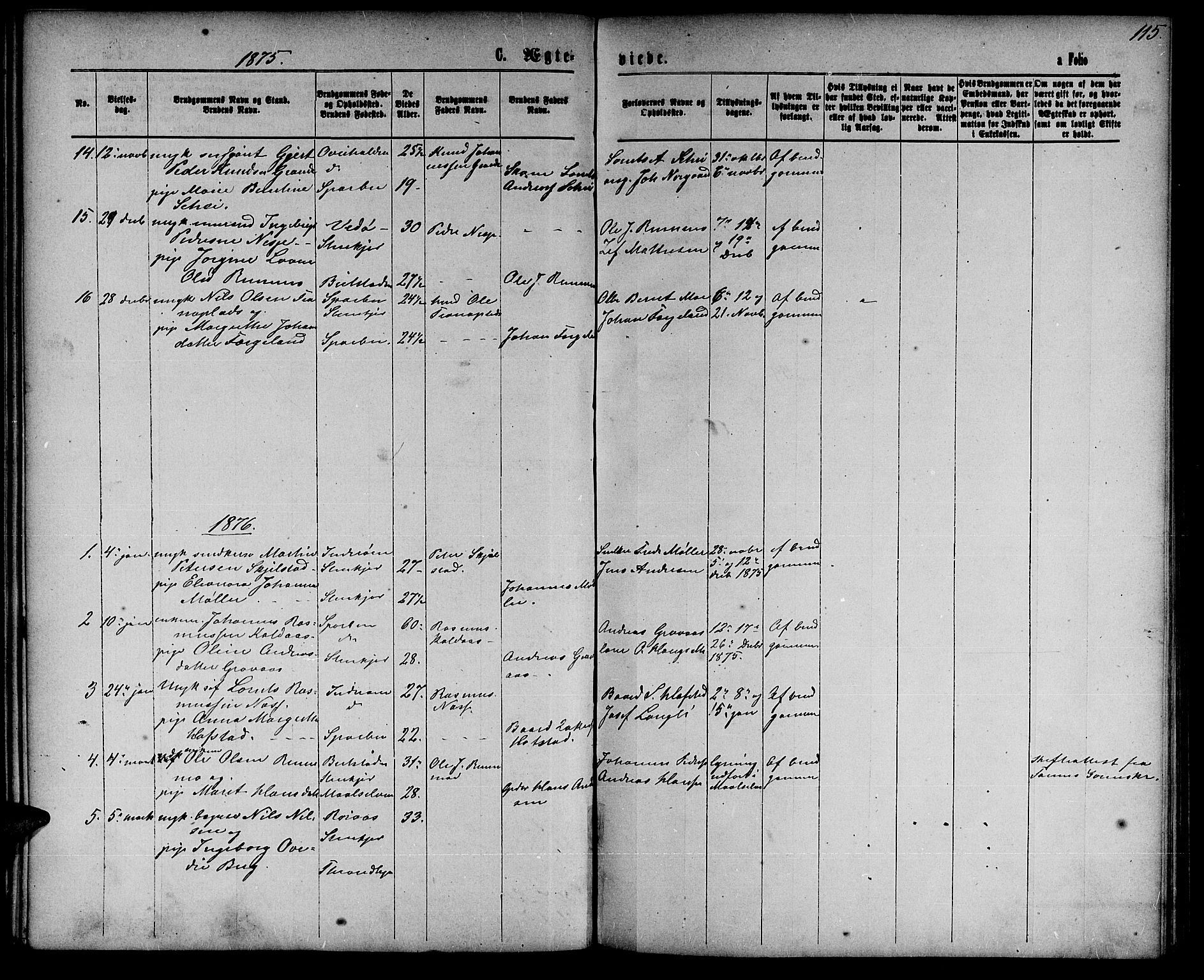 Ministerialprotokoller, klokkerbøker og fødselsregistre - Nord-Trøndelag, SAT/A-1458/739/L0373: Parish register (copy) no. 739C01, 1865-1882, p. 115