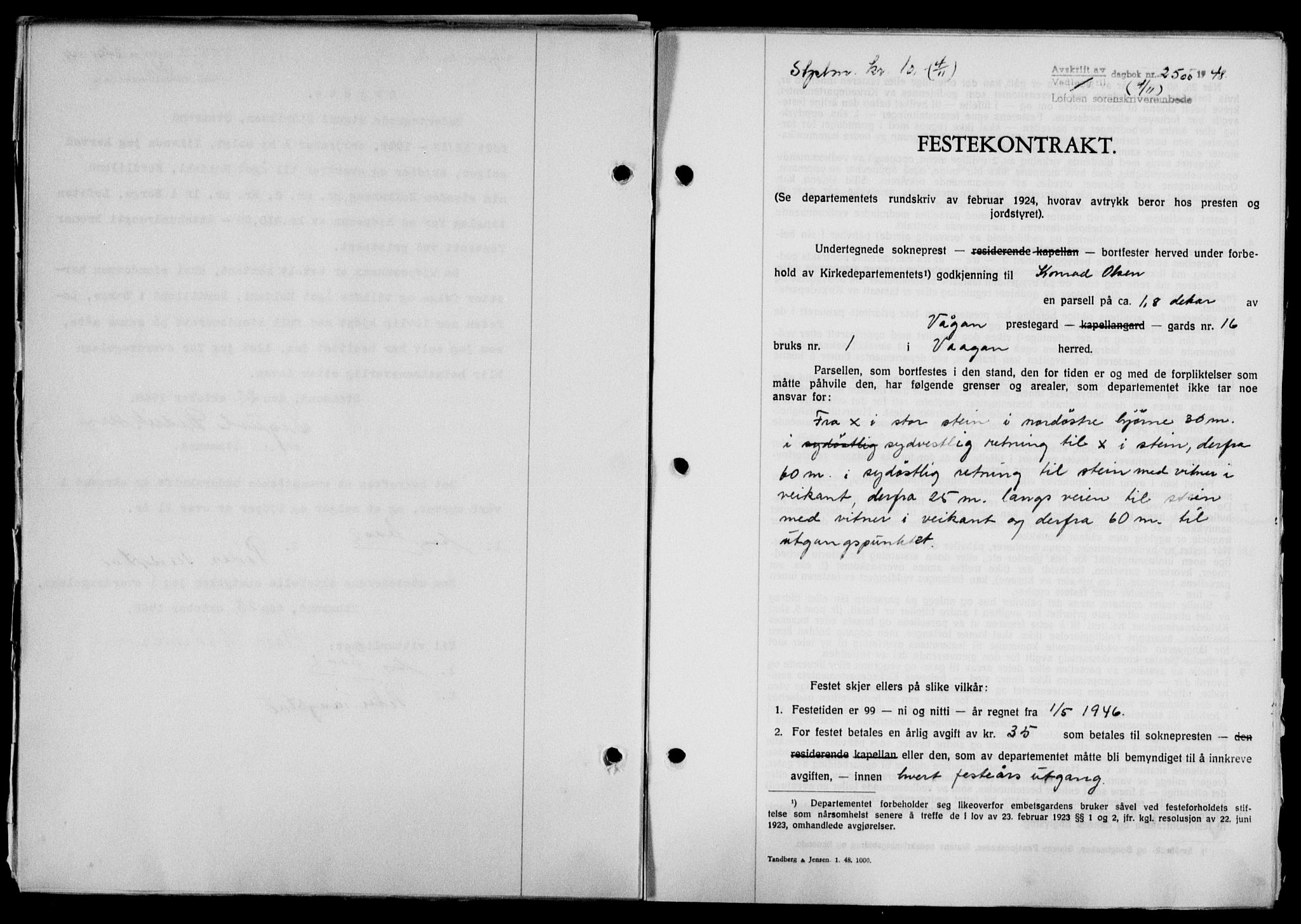 Lofoten sorenskriveri, SAT/A-0017/1/2/2C/L0019a: Mortgage book no. 19a, 1948-1948, Diary no: : 2500/1948