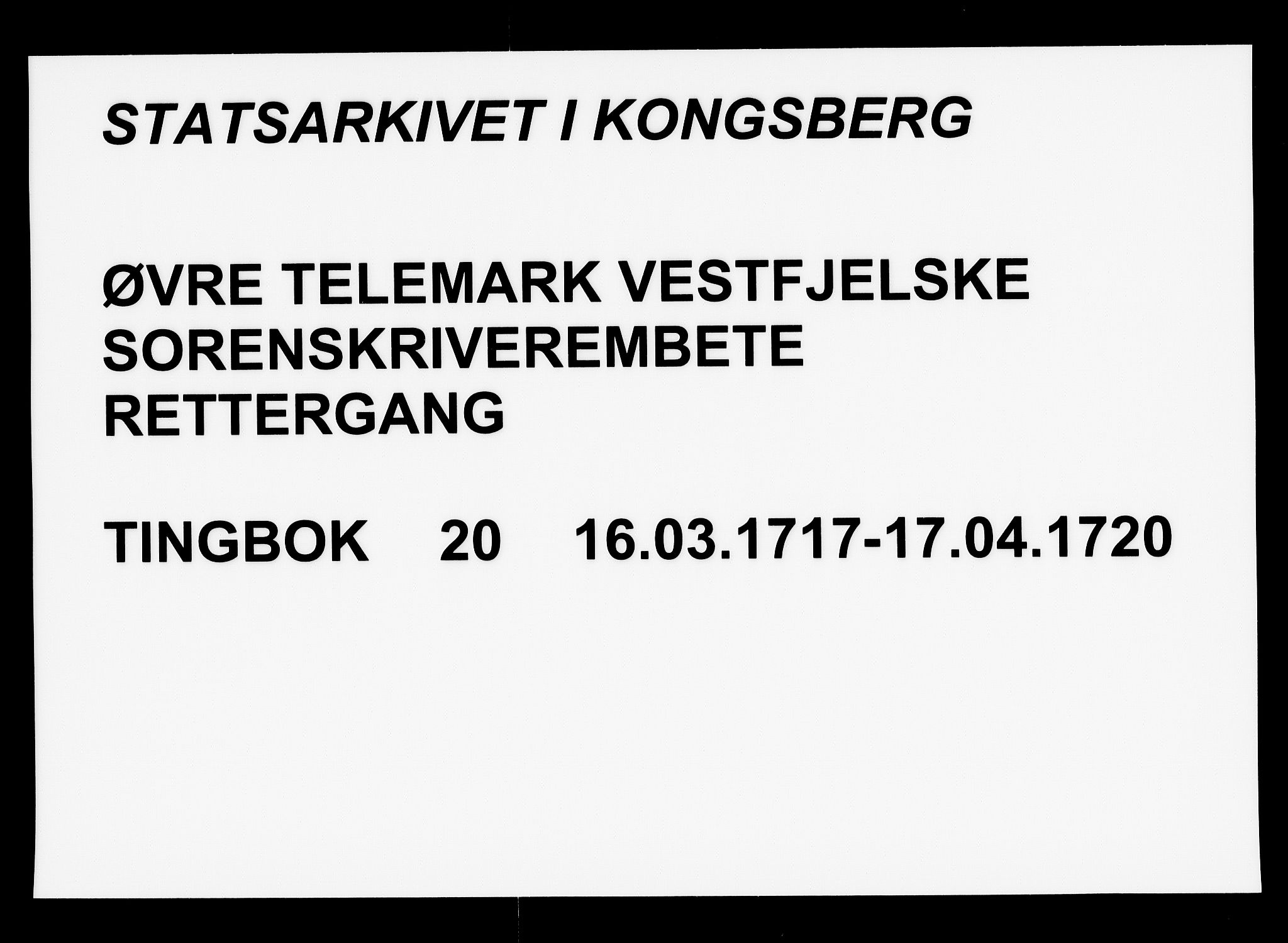 Vest-Telemark sorenskriveri, AV/SAKO-A-134/F/Fa/L0020: Tingbok, 1717-1720