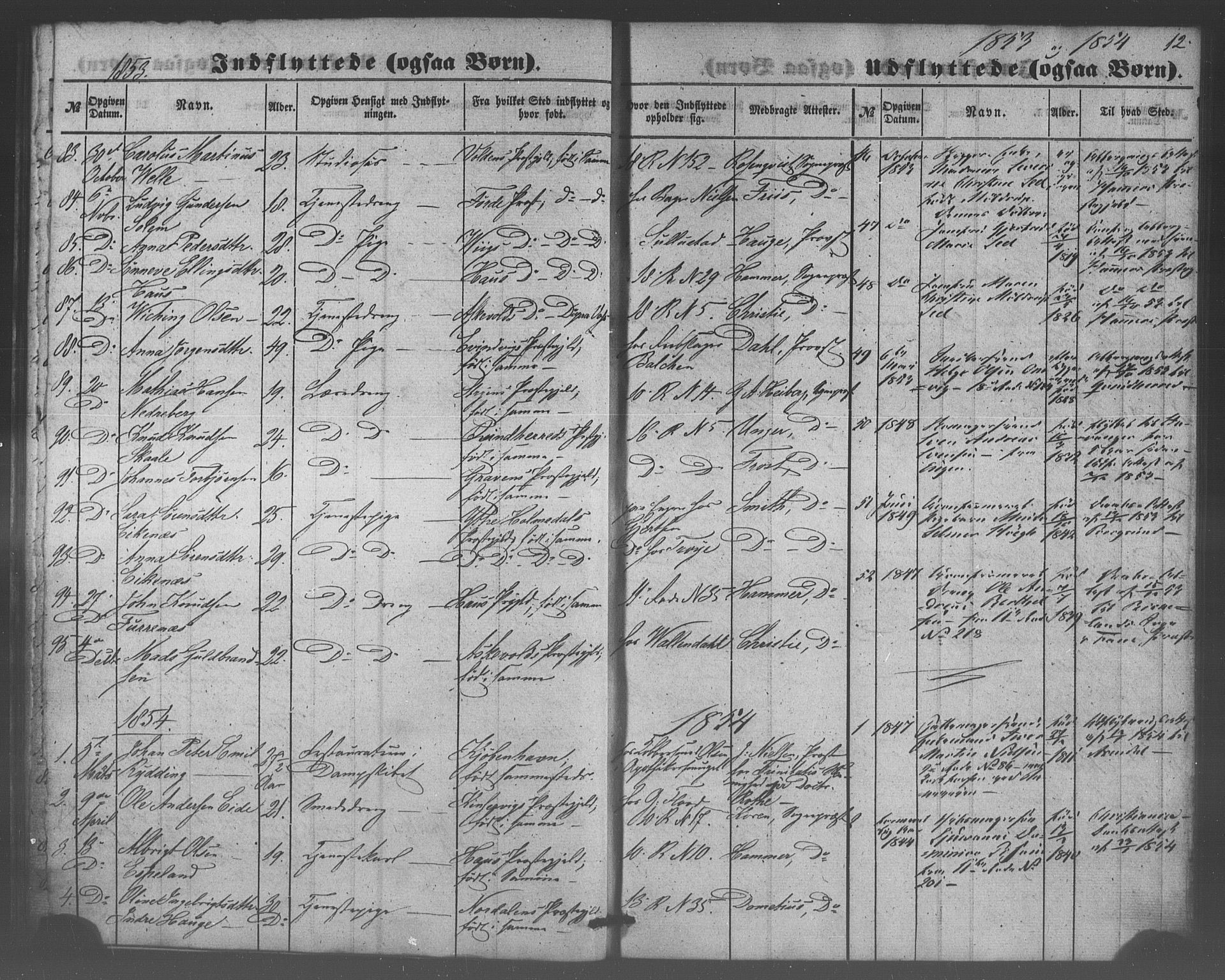 Domkirken sokneprestembete, SAB/A-74801/H/Haa/L0047: Parish register (official) no. F 2, 1852-1868, p. 12
