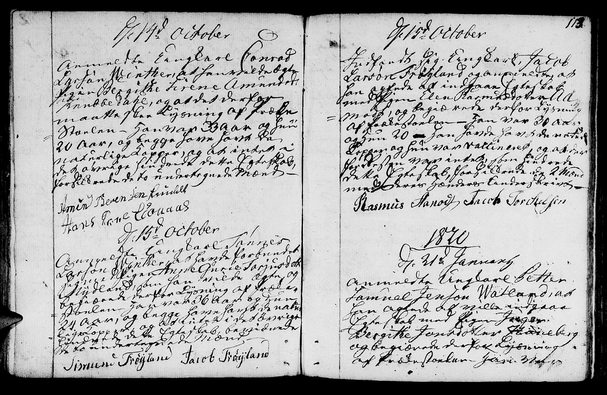 Sokndal sokneprestkontor, SAST/A-101808: Parish register (official) no. A 5, 1806-1826, p. 113