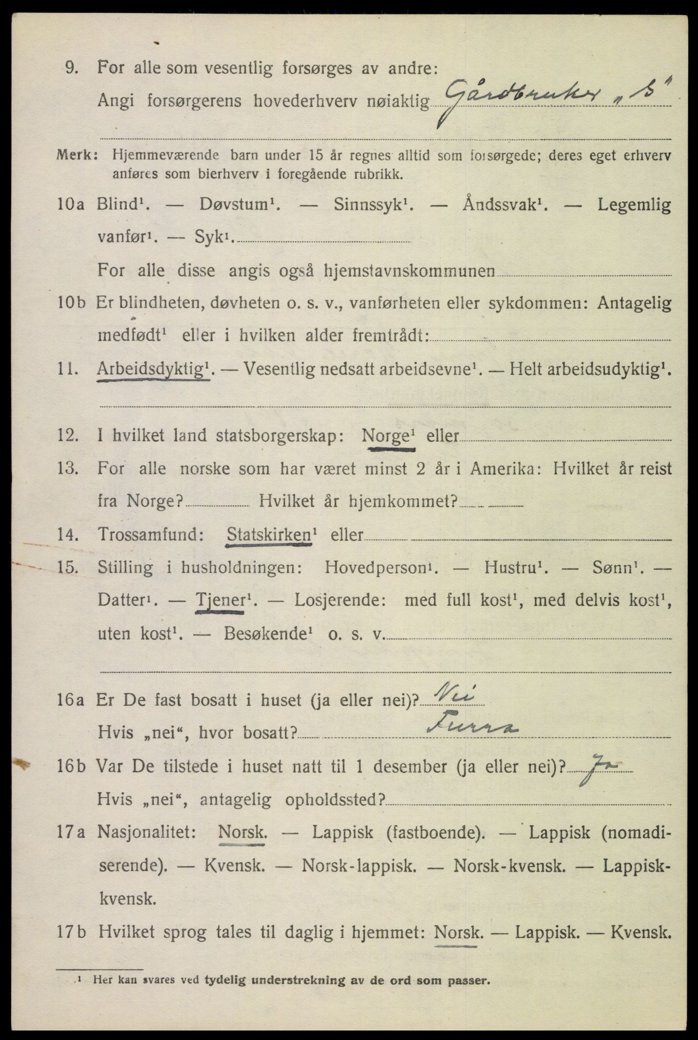 SAT, 1920 census for Evenes, 1920, p. 6527