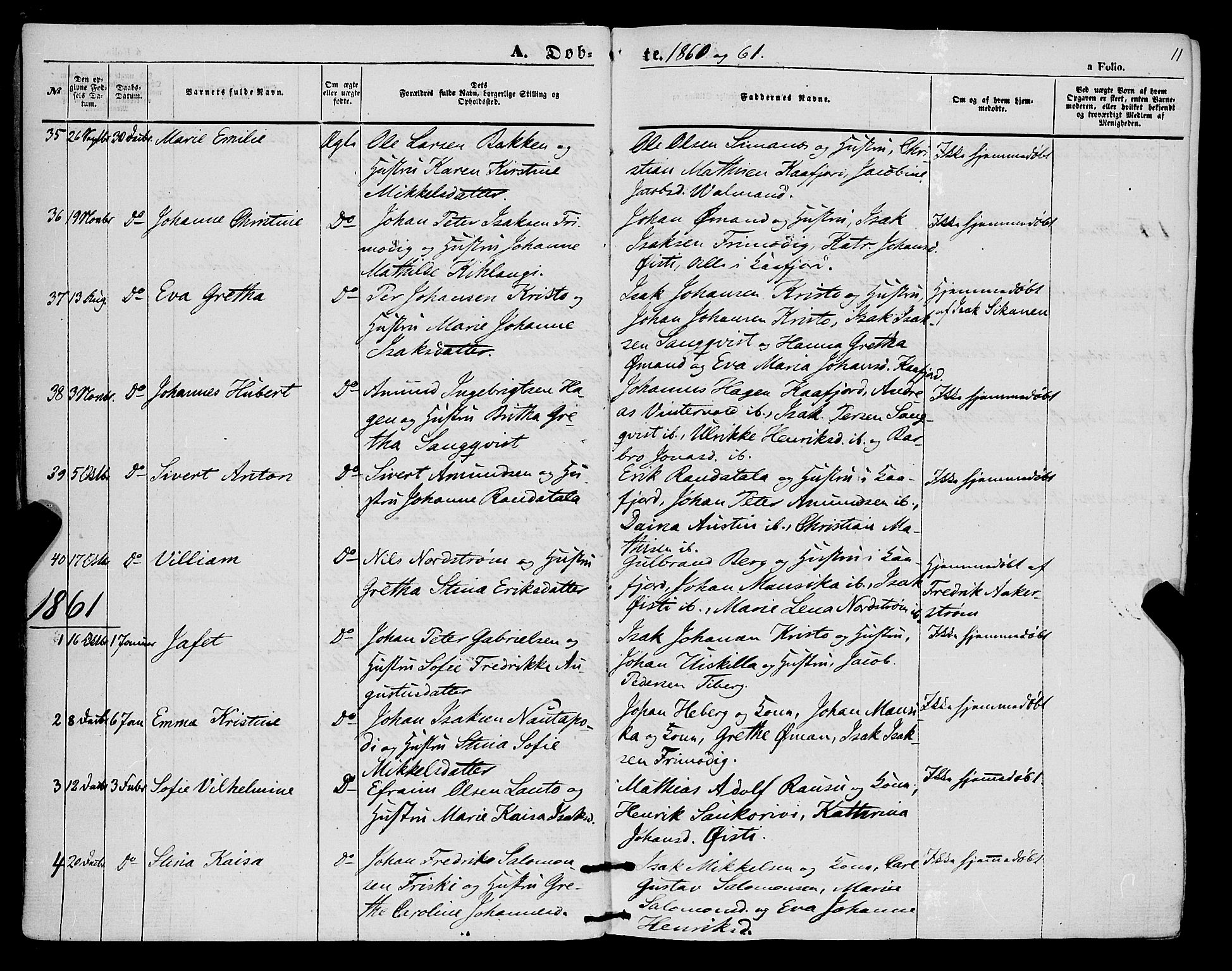 Alta sokneprestkontor, SATØ/S-1338/H/Ha/L0004.kirke: Parish register (official) no. 4, 1858-1880, p. 11