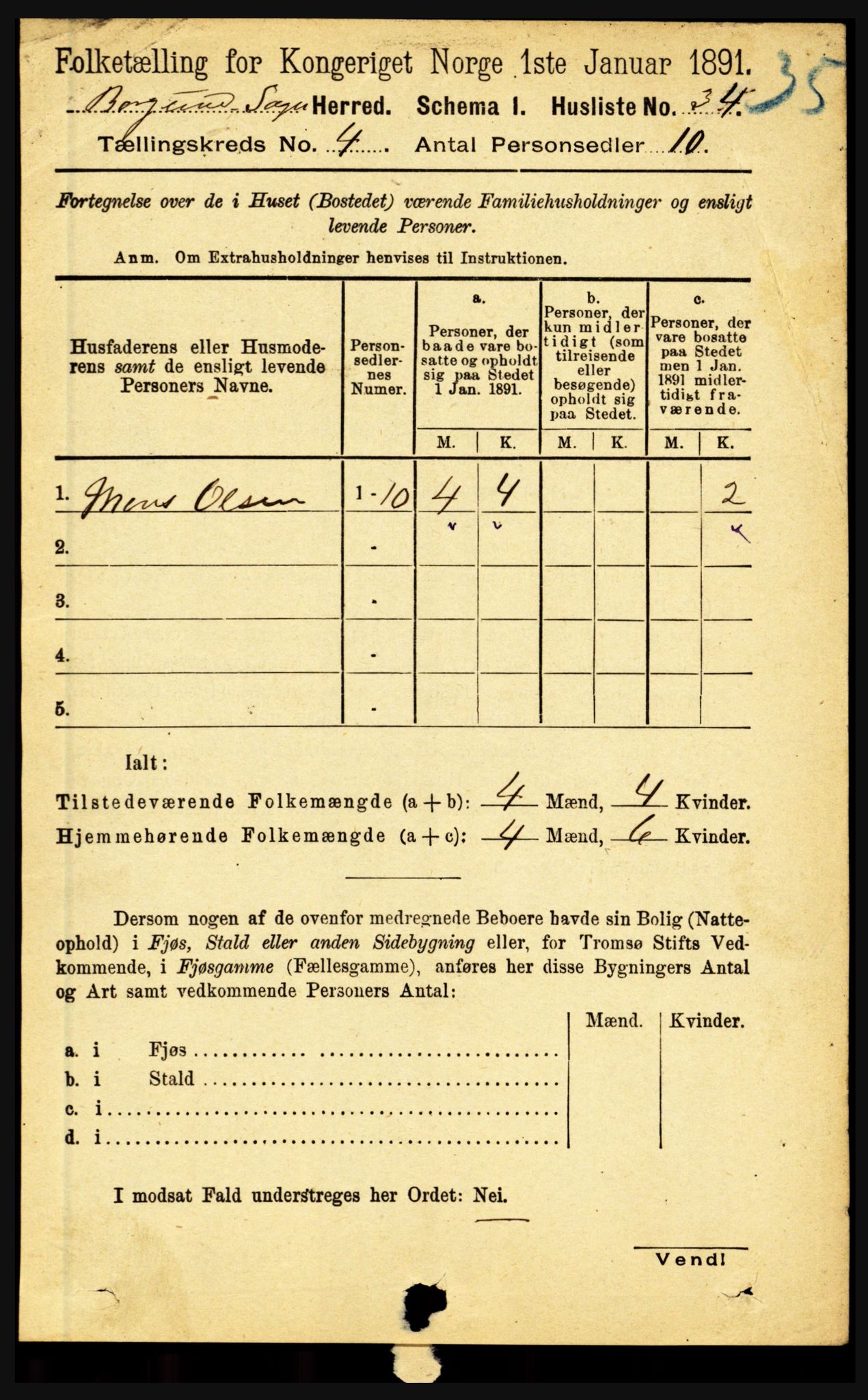 RA, 1891 census for 1423 Borgund, 1891, p. 824