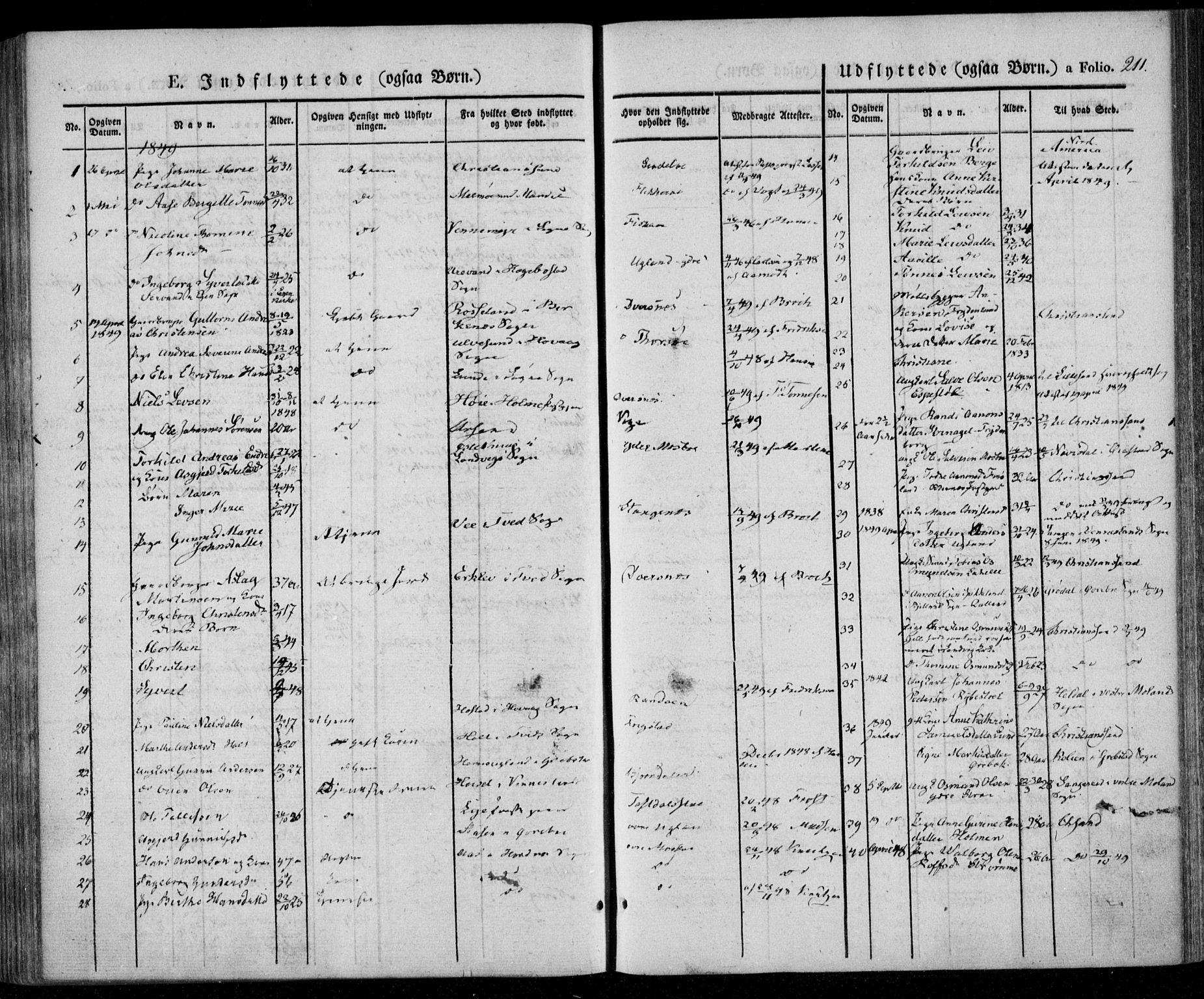 Oddernes sokneprestkontor, SAK/1111-0033/F/Fa/Faa/L0006: Parish register (official) no. A 6, 1838-1851, p. 211