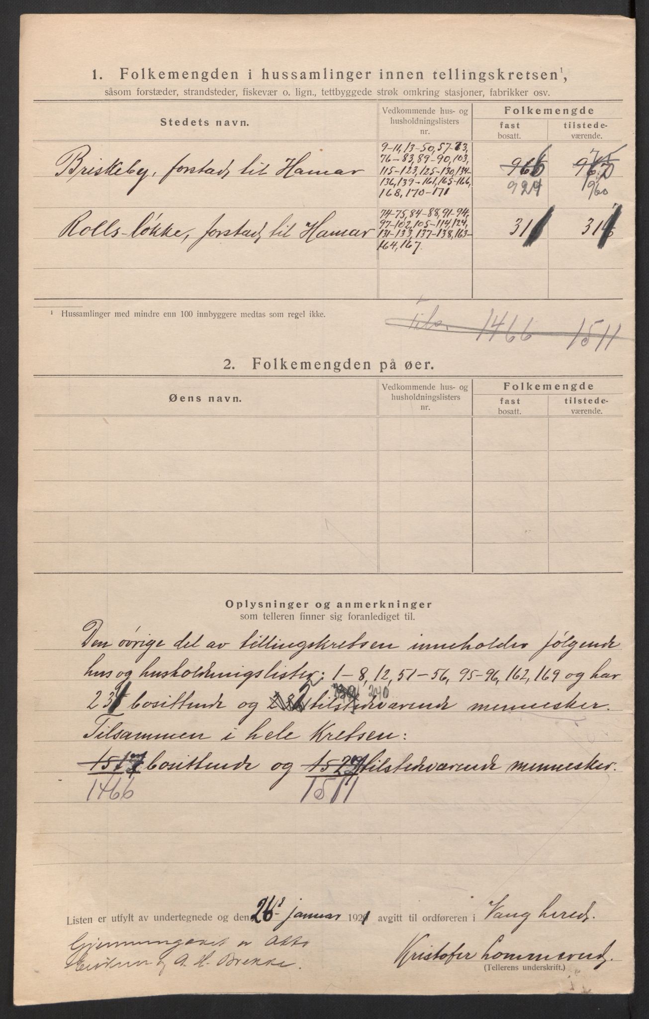 SAH, 1920 census for Vang (Hedmark), 1920, p. 20