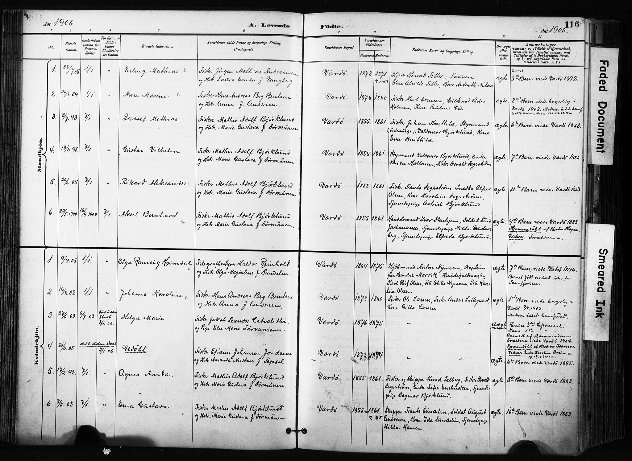 Vardø sokneprestkontor, SATØ/S-1332/H/Ha/L0010kirke: Parish register (official) no. 10, 1895-1907, p. 116