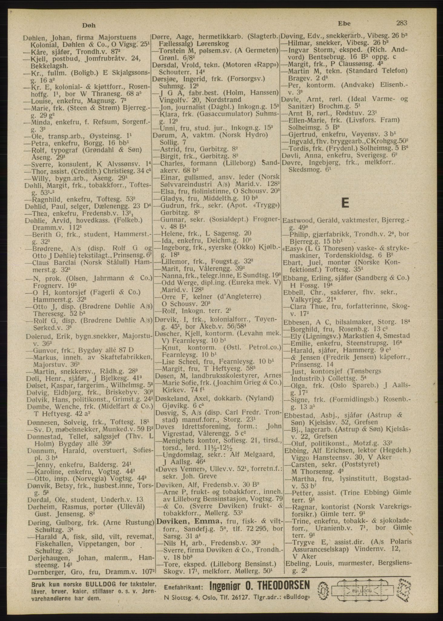 Kristiania/Oslo adressebok, PUBL/-, 1946, p. 283