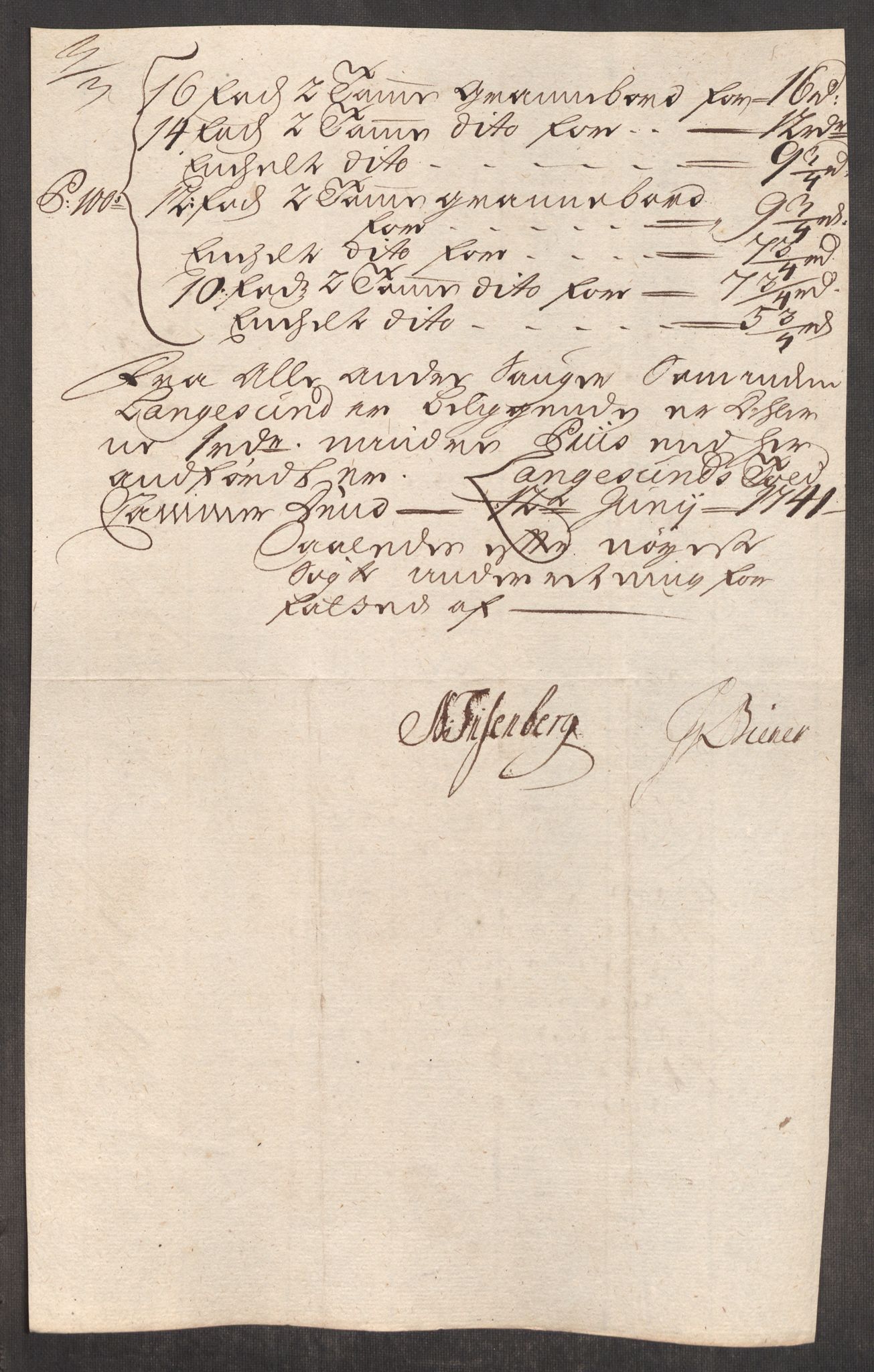 Rentekammeret inntil 1814, Realistisk ordnet avdeling, AV/RA-EA-4070/Oe/L0002: [Ø1]: Priskuranter, 1740-1744, p. 309