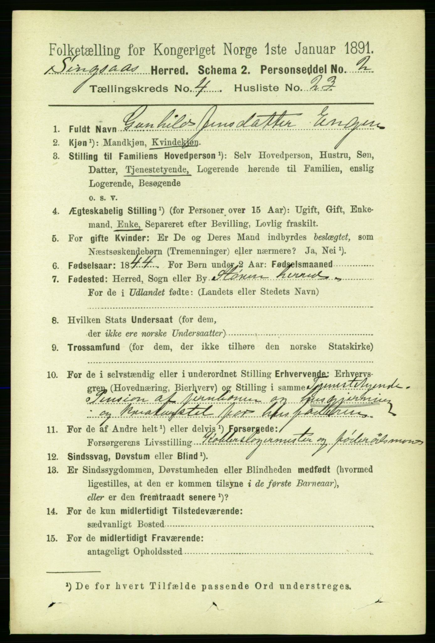 RA, 1891 census for 1646 Singsås, 1891, p. 978