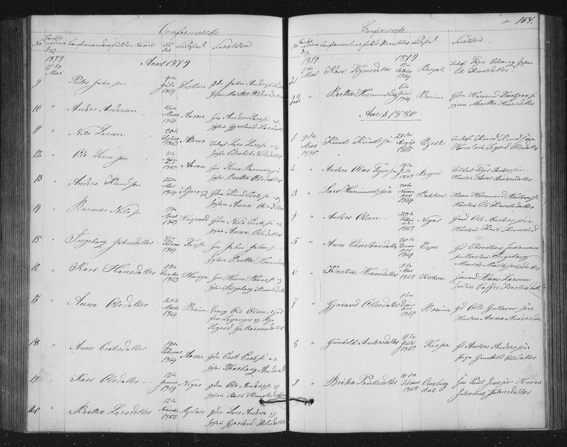 Jostedal sokneprestembete, AV/SAB-A-80601/H/Hab/Haba/L0001: Parish register (copy) no. A 1, 1861-1906, p. 164