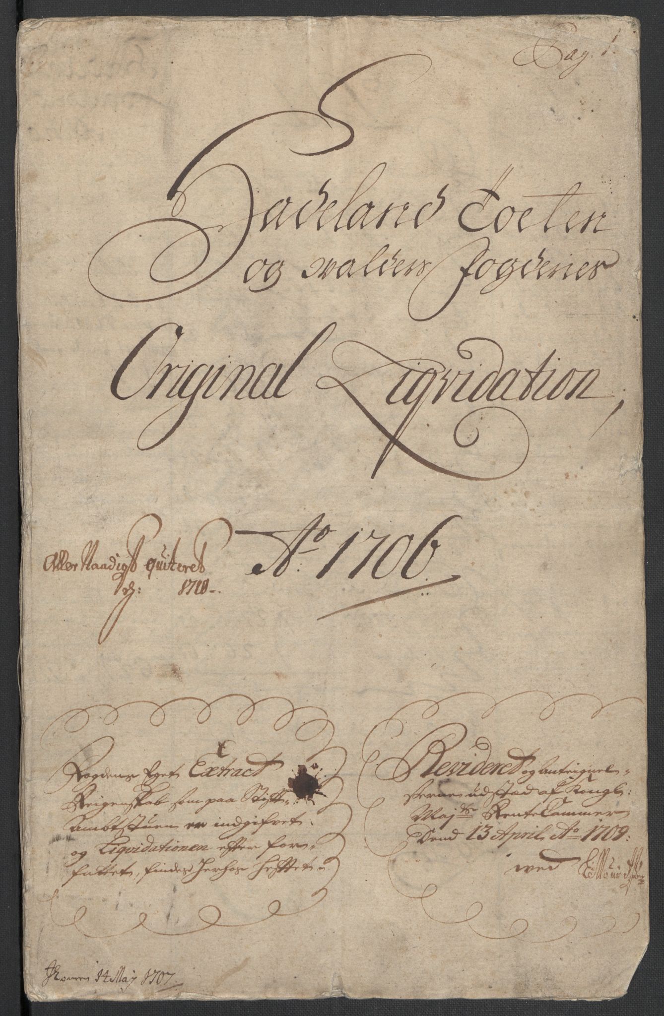 Rentekammeret inntil 1814, Reviderte regnskaper, Fogderegnskap, AV/RA-EA-4092/R18/L1304: Fogderegnskap Hadeland, Toten og Valdres, 1706, p. 3