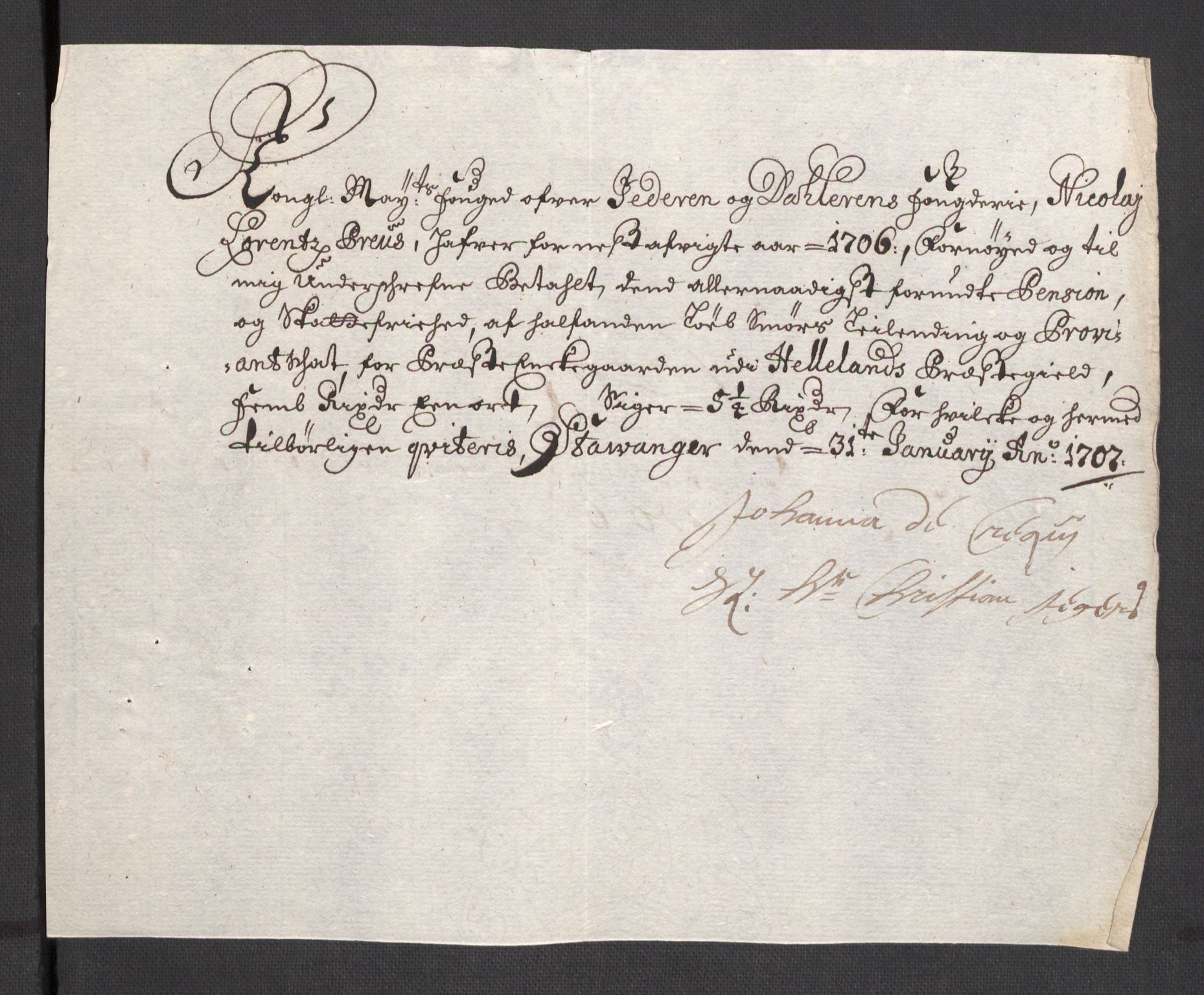 Rentekammeret inntil 1814, Reviderte regnskaper, Fogderegnskap, AV/RA-EA-4092/R46/L2733: Fogderegnskap Jæren og Dalane, 1705-1708, p. 162