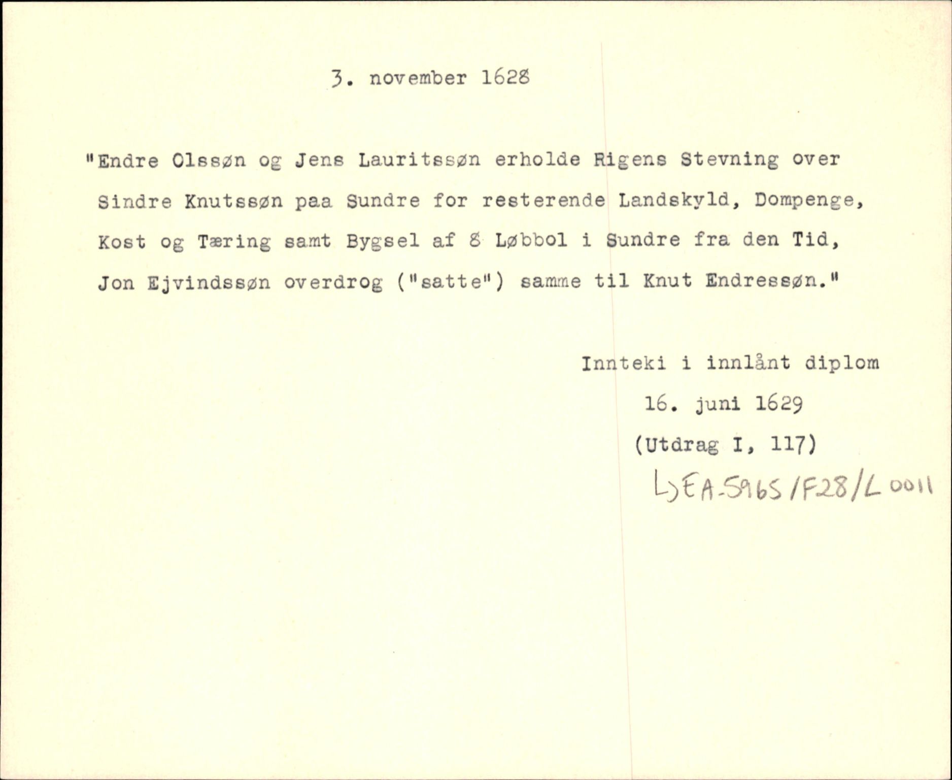 Riksarkivets diplomsamling, AV/RA-EA-5965/F35/F35d/L0003: Innlånte diplomer, seddelregister, 1621-1642, p. 217
