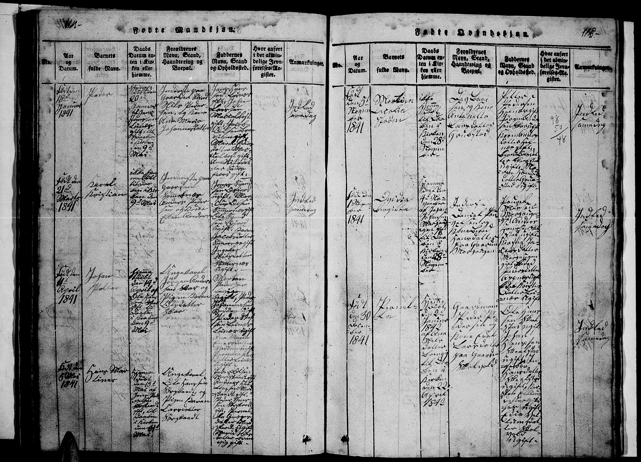 Ministerialprotokoller, klokkerbøker og fødselsregistre - Nordland, SAT/A-1459/857/L0826: Parish register (copy) no. 857C01, 1821-1852, p. 114-115