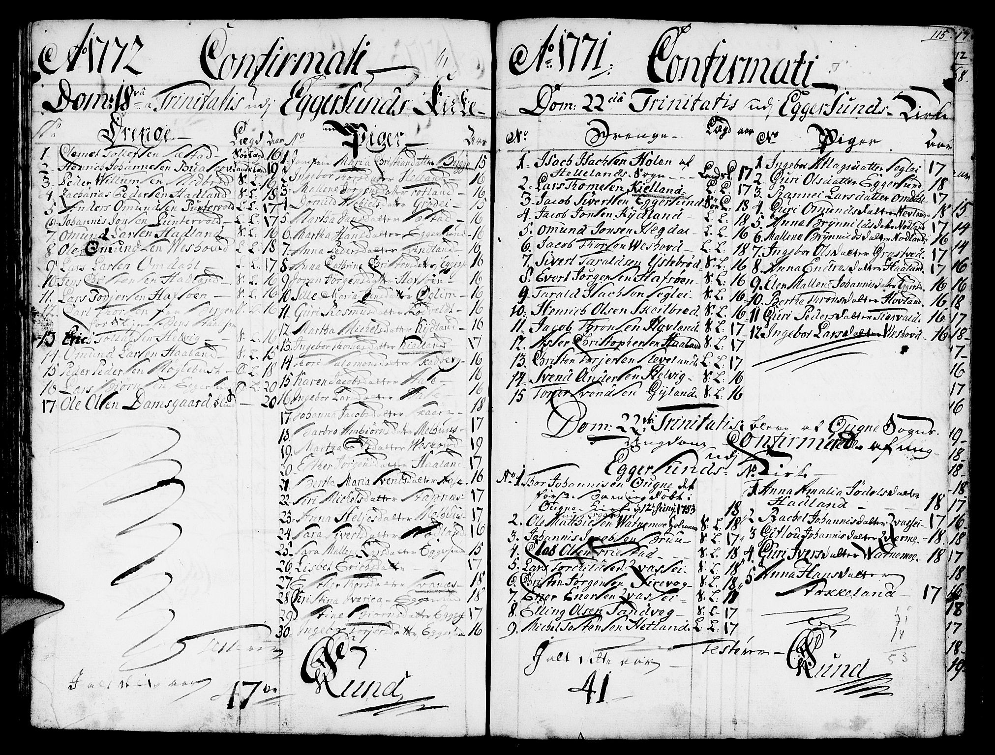 Eigersund sokneprestkontor, AV/SAST-A-101807/S08/L0003: Parish register (official) no. A 3, 1758-1775, p. 115