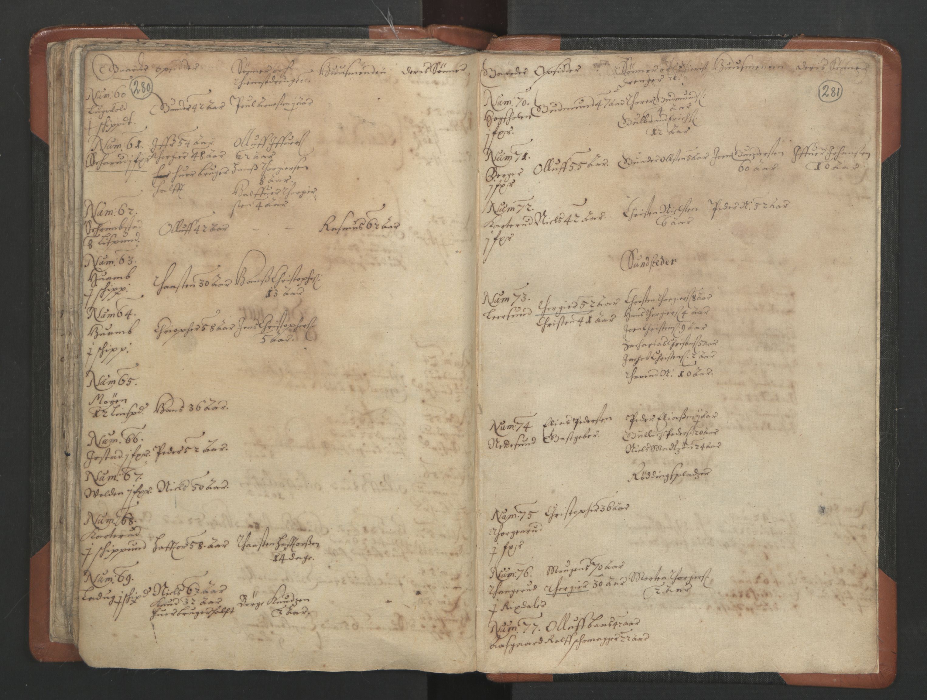 RA, Vicar's Census 1664-1666, no. 3: Nedre Romerike deanery, 1664-1666, p. 280-281