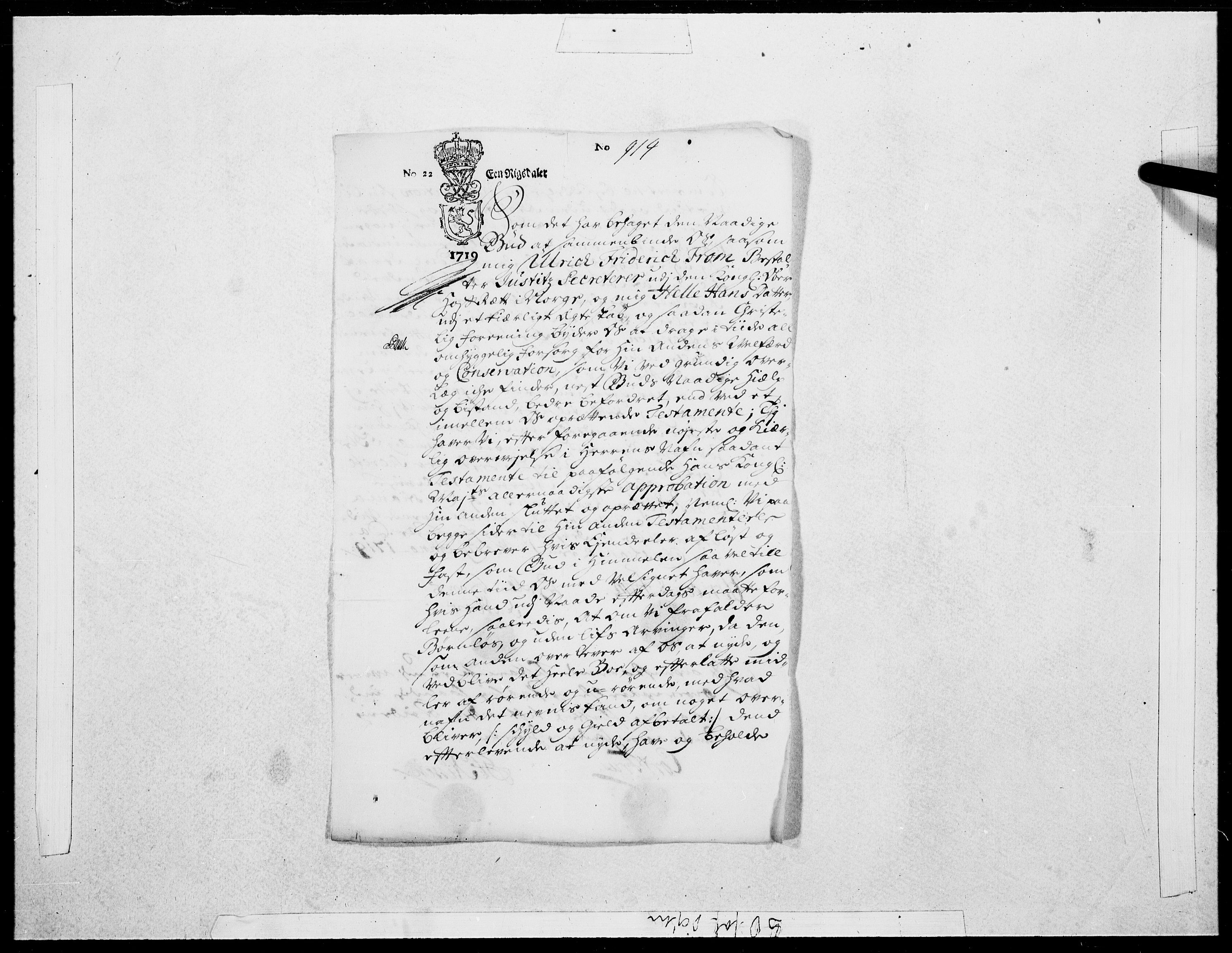 Danske Kanselli 1572-1799, RA/EA-3023/F/Fc/Fcc/Fcca/L0084: Norske innlegg 1572-1799, 1719, p. 396