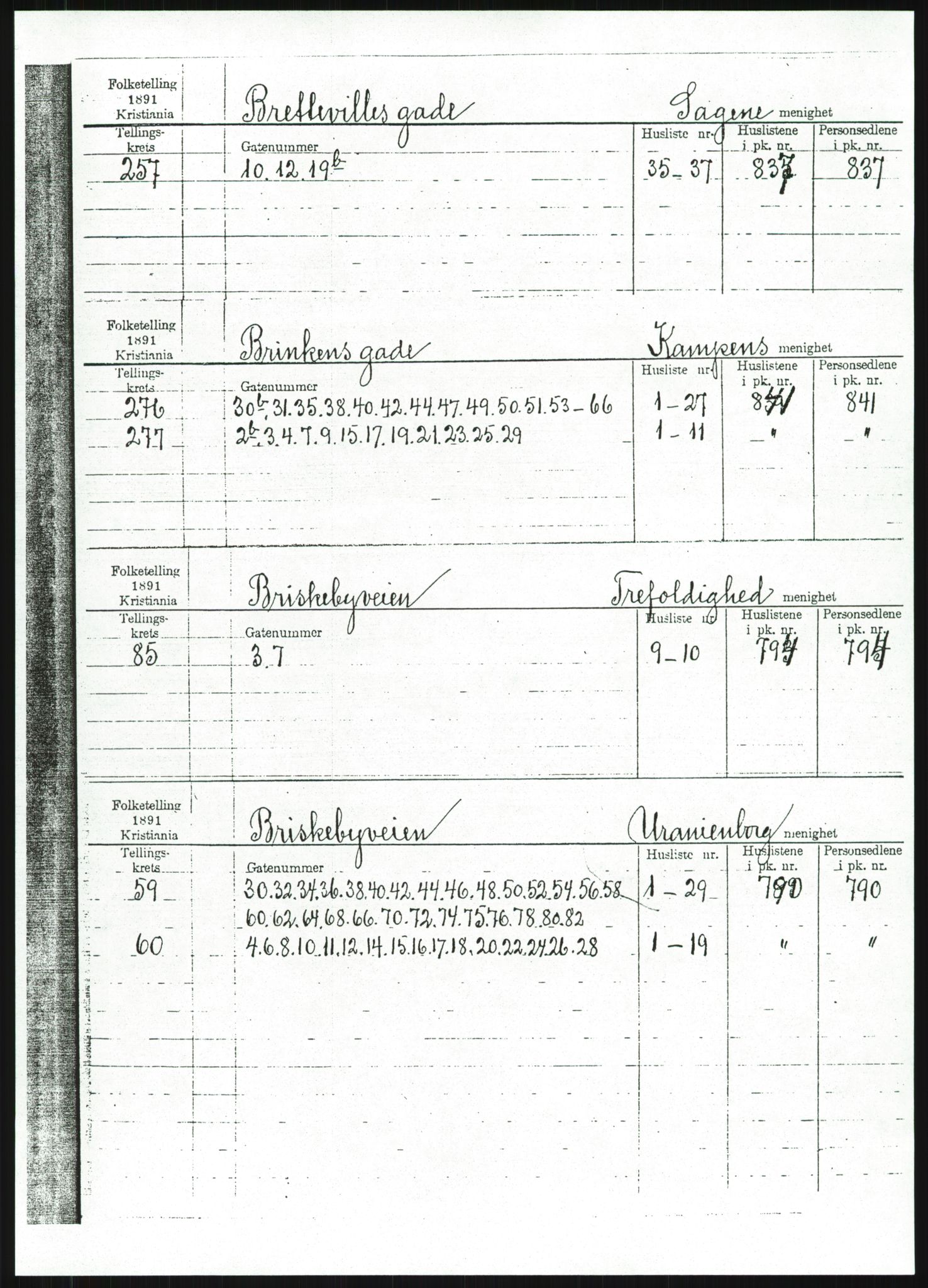 RA, 1891 census for 0301 Kristiania, 1891, p. 12