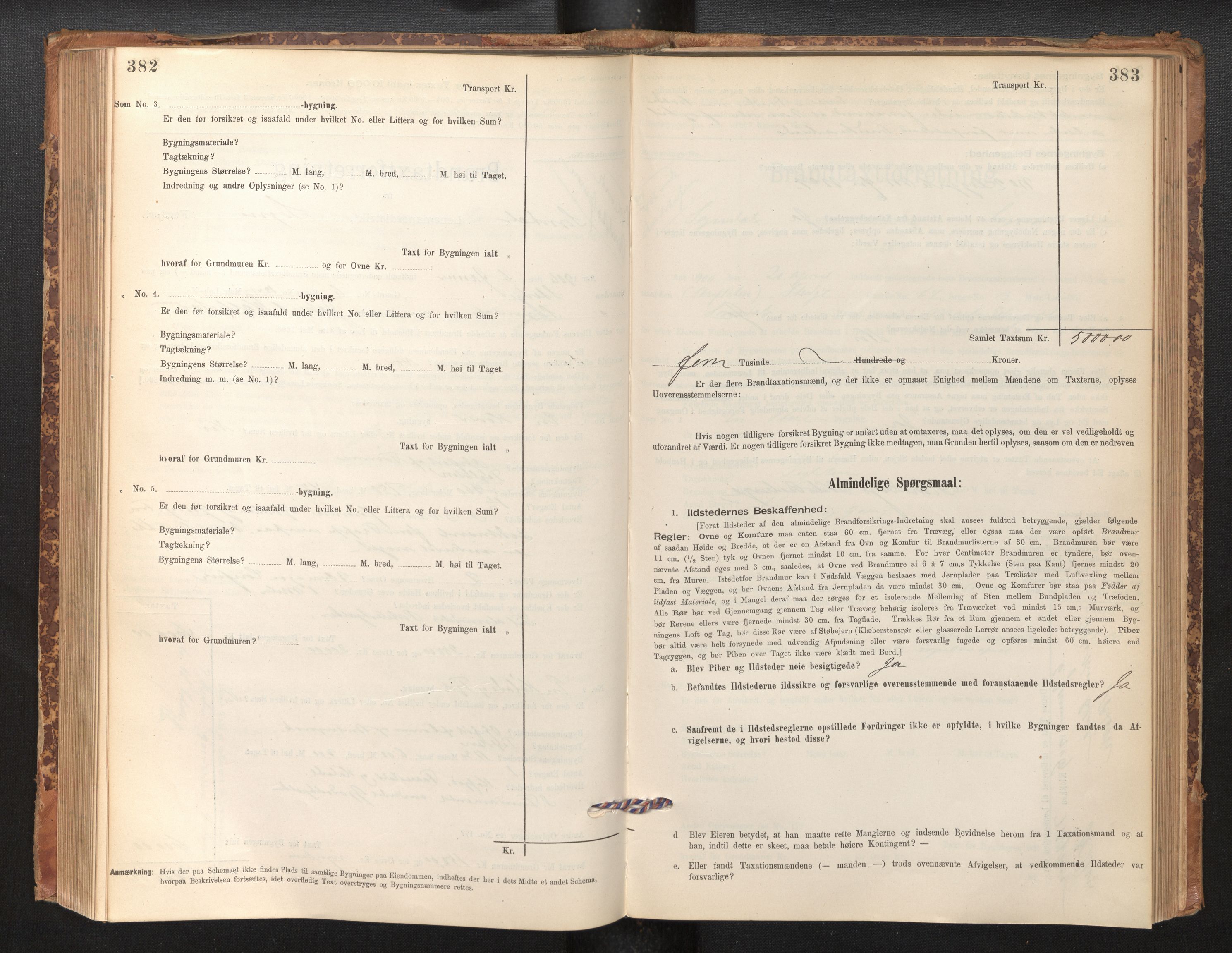 Lensmannen i Sogndal, SAB/A-29901/0012/L0008: Branntakstprotokoll, skjematakst, 1895-1906, p. 382-383