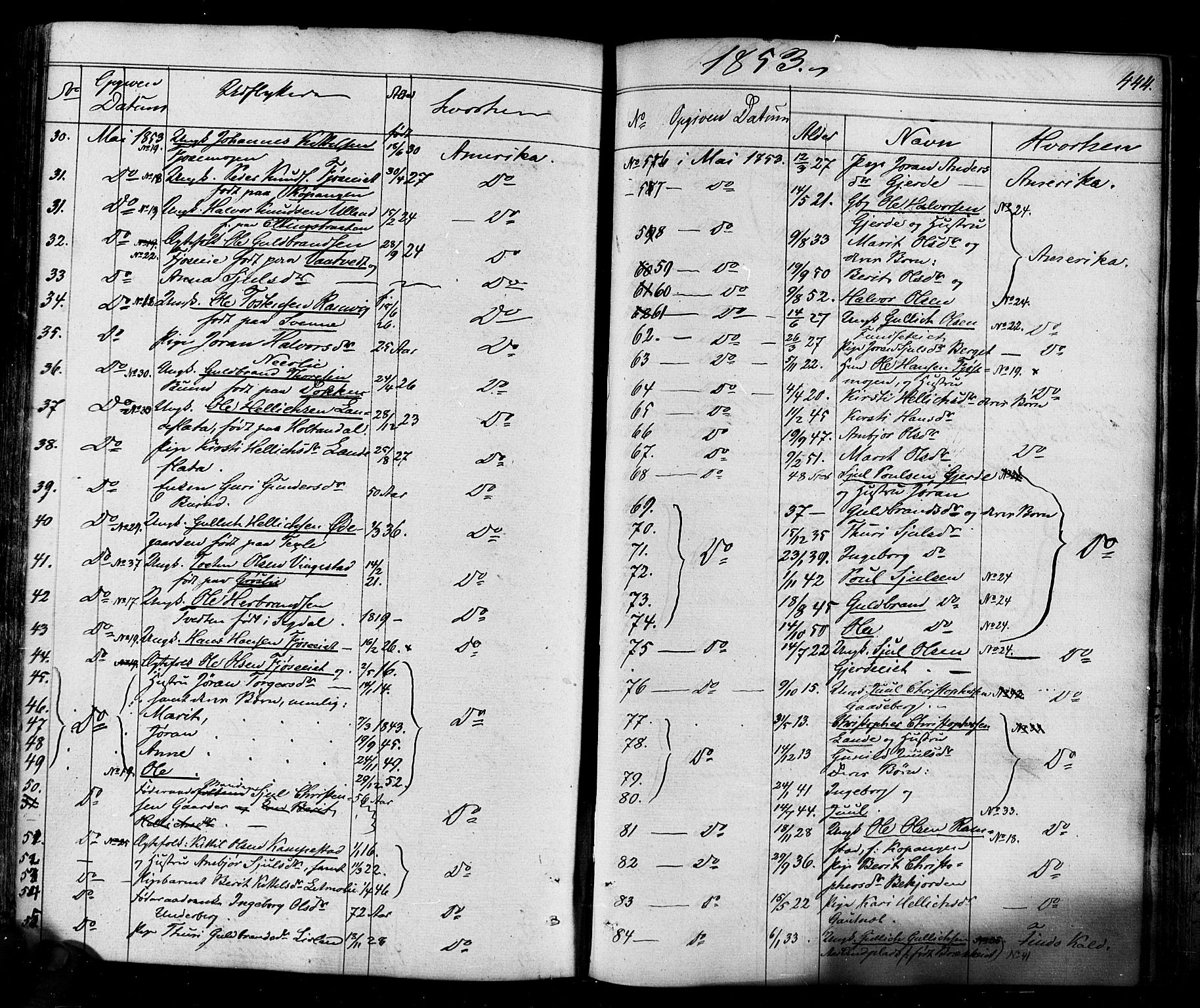 Flesberg kirkebøker, AV/SAKO-A-18/F/Fa/L0006: Parish register (official) no. I 6, 1834-1860, p. 444