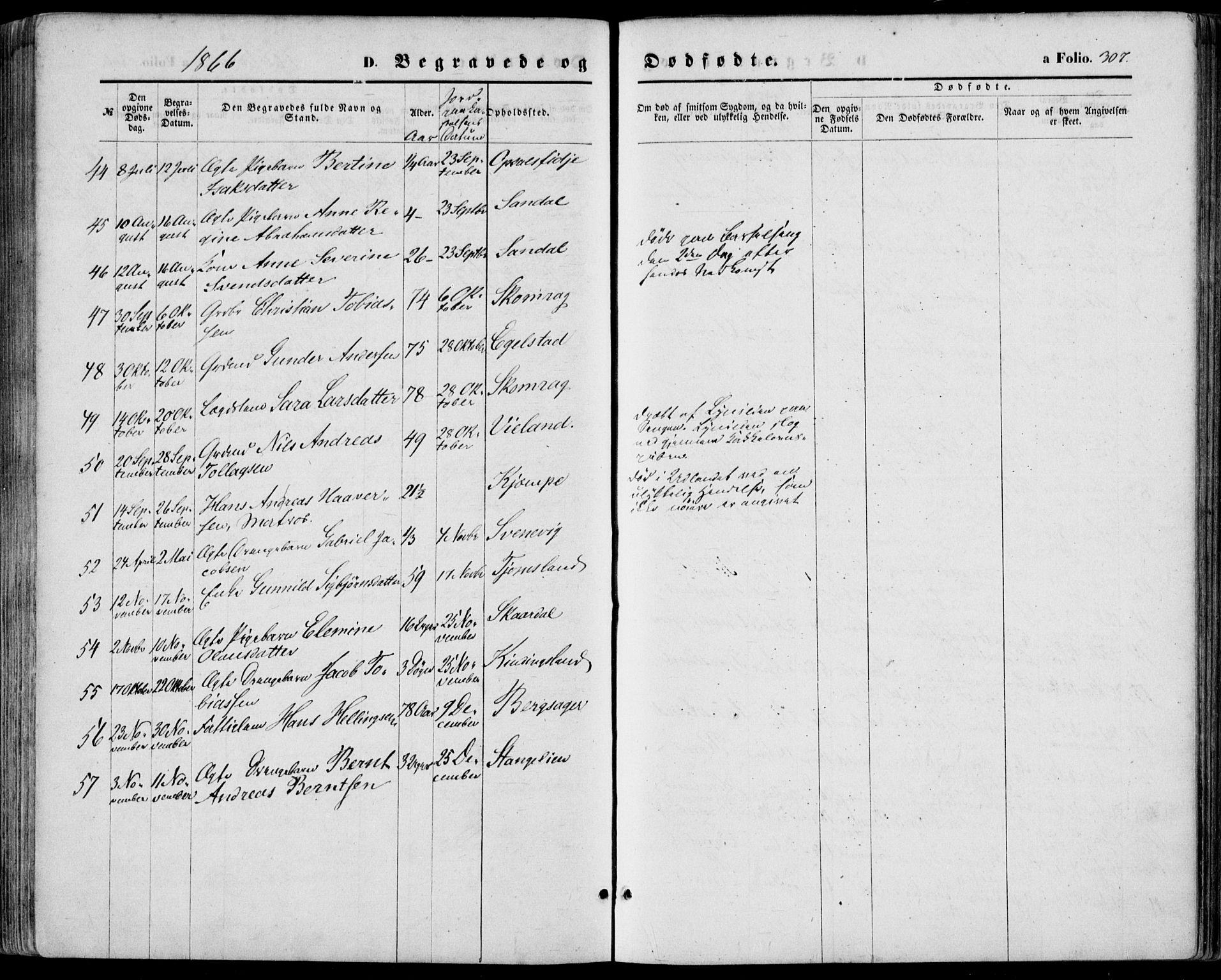 Lyngdal sokneprestkontor, AV/SAK-1111-0029/F/Fa/Fac/L0010: Parish register (official) no. A 10, 1865-1878, p. 307