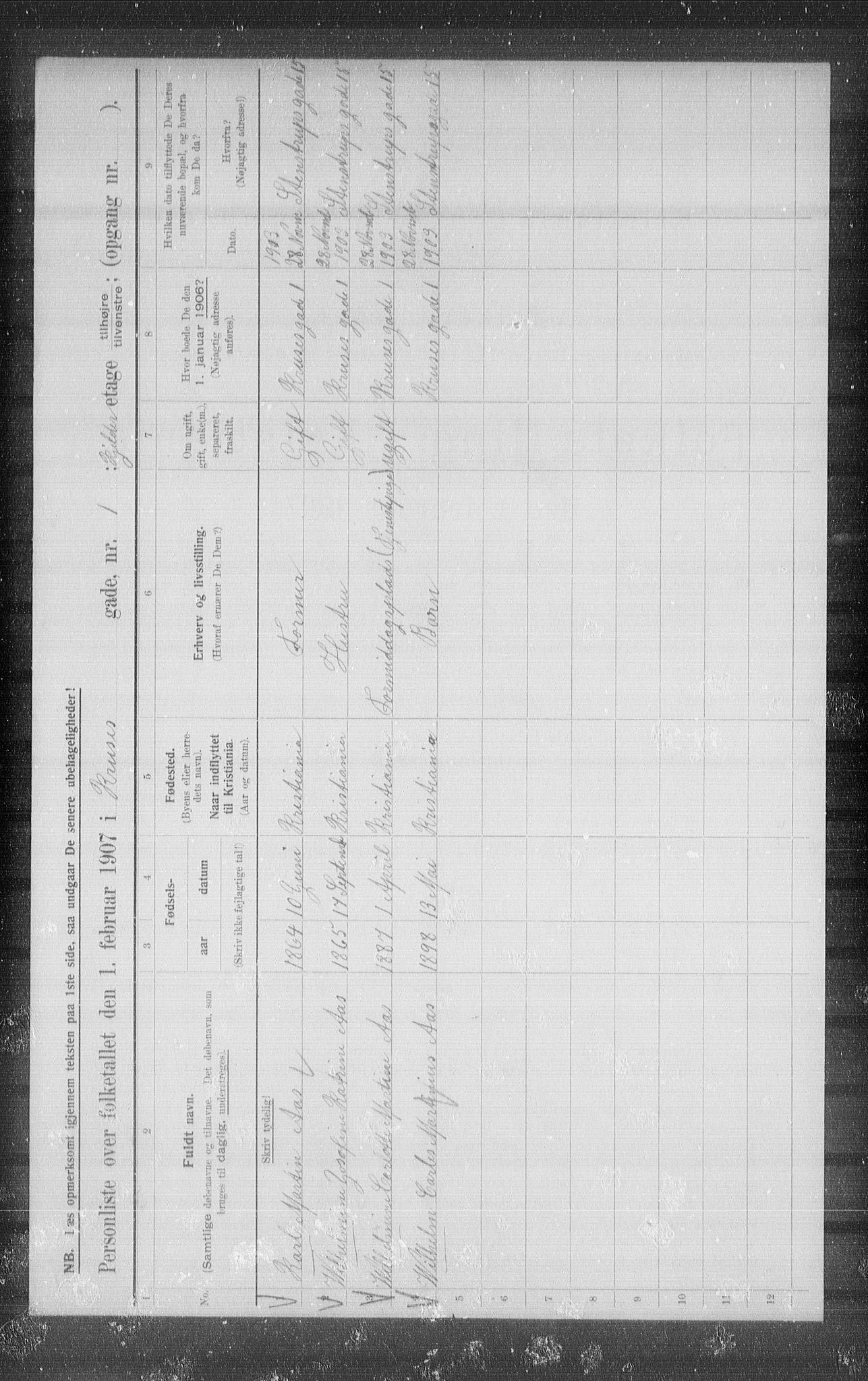 OBA, Municipal Census 1907 for Kristiania, 1907, p. 28051