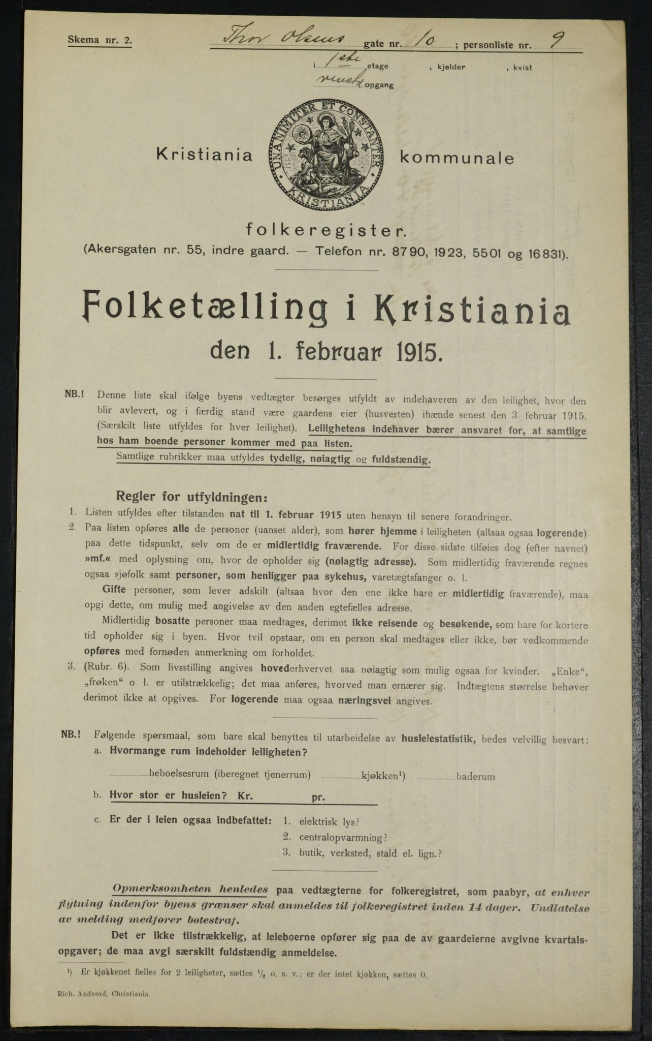 OBA, Municipal Census 1915 for Kristiania, 1915, p. 109782