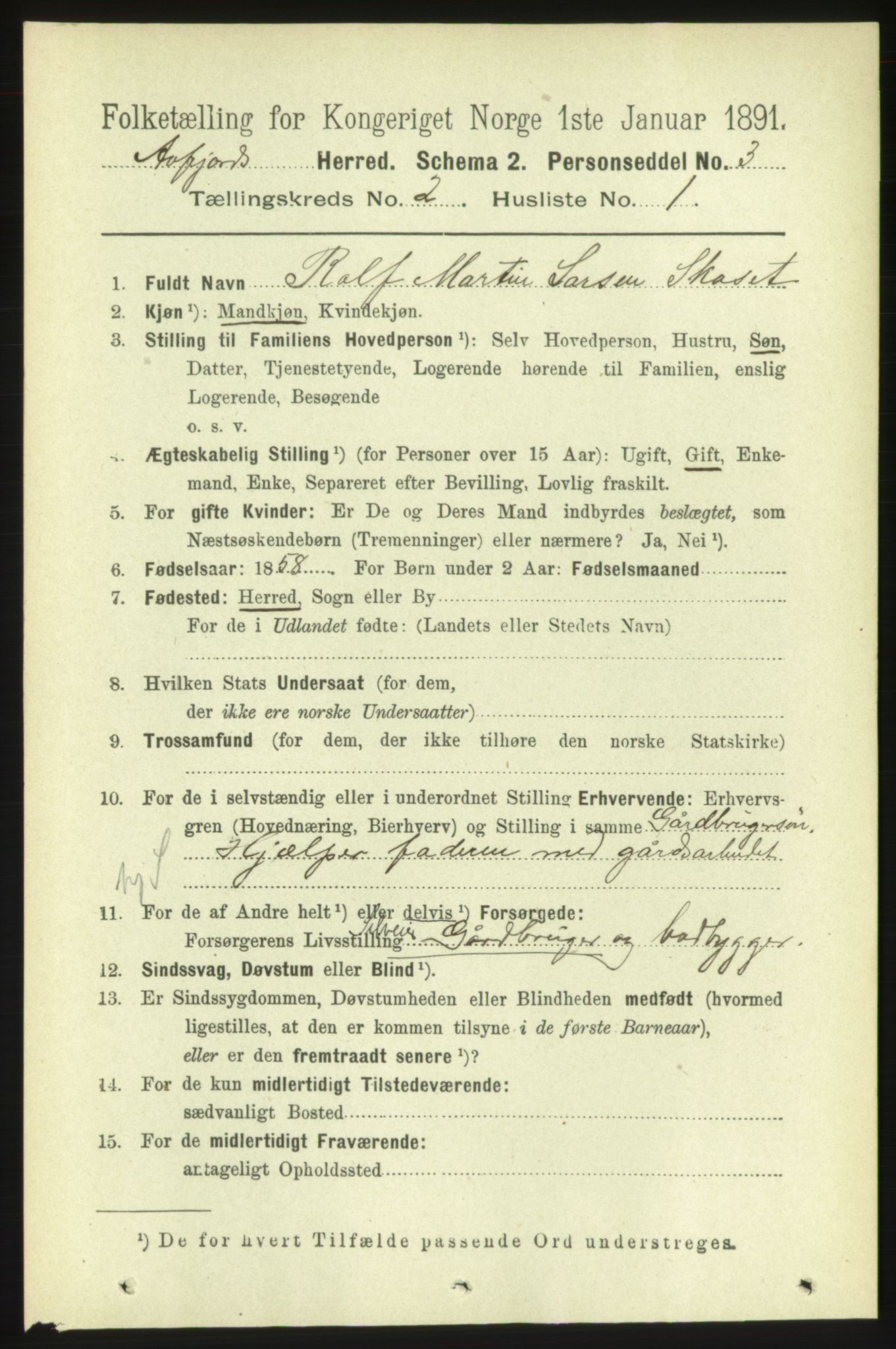 RA, 1891 census for 1630 Åfjord, 1891, p. 379