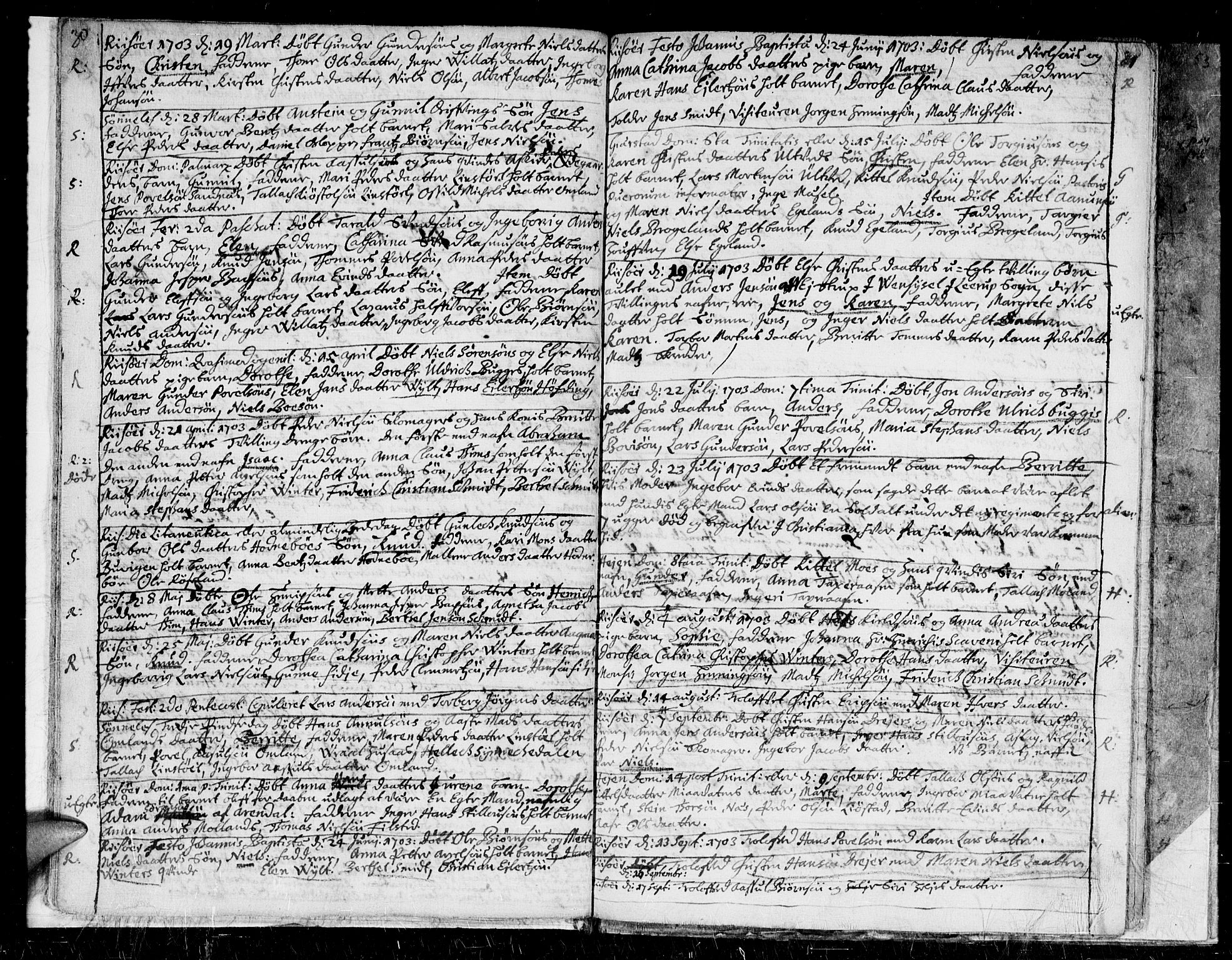 Gjerstad sokneprestkontor, AV/SAK-1111-0014/F/Fa/Faa/L0001: Parish register (official) no. A 1, 1695-1717, p. 30-31