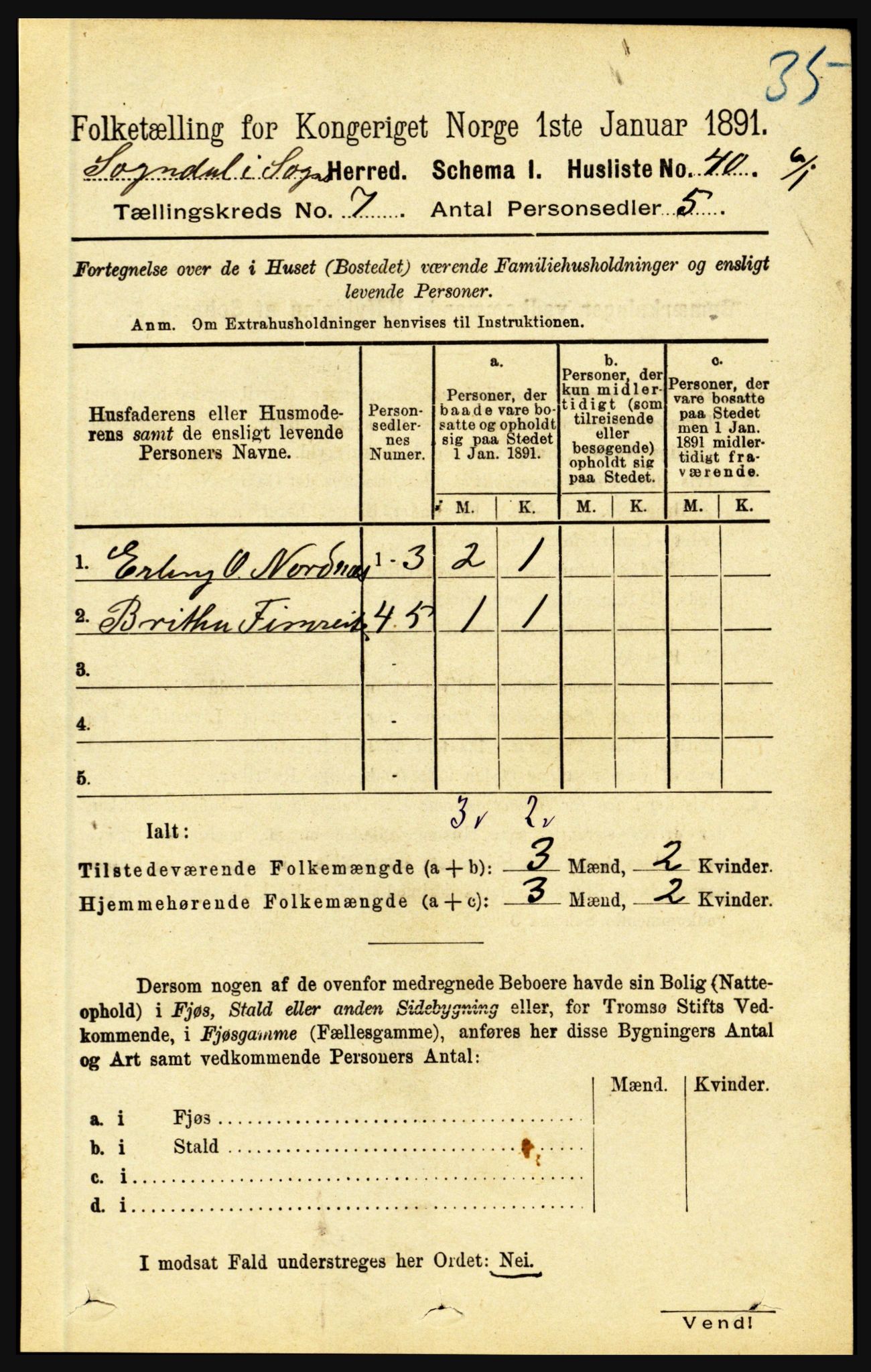 RA, 1891 census for 1420 Sogndal, 1891, p. 2969