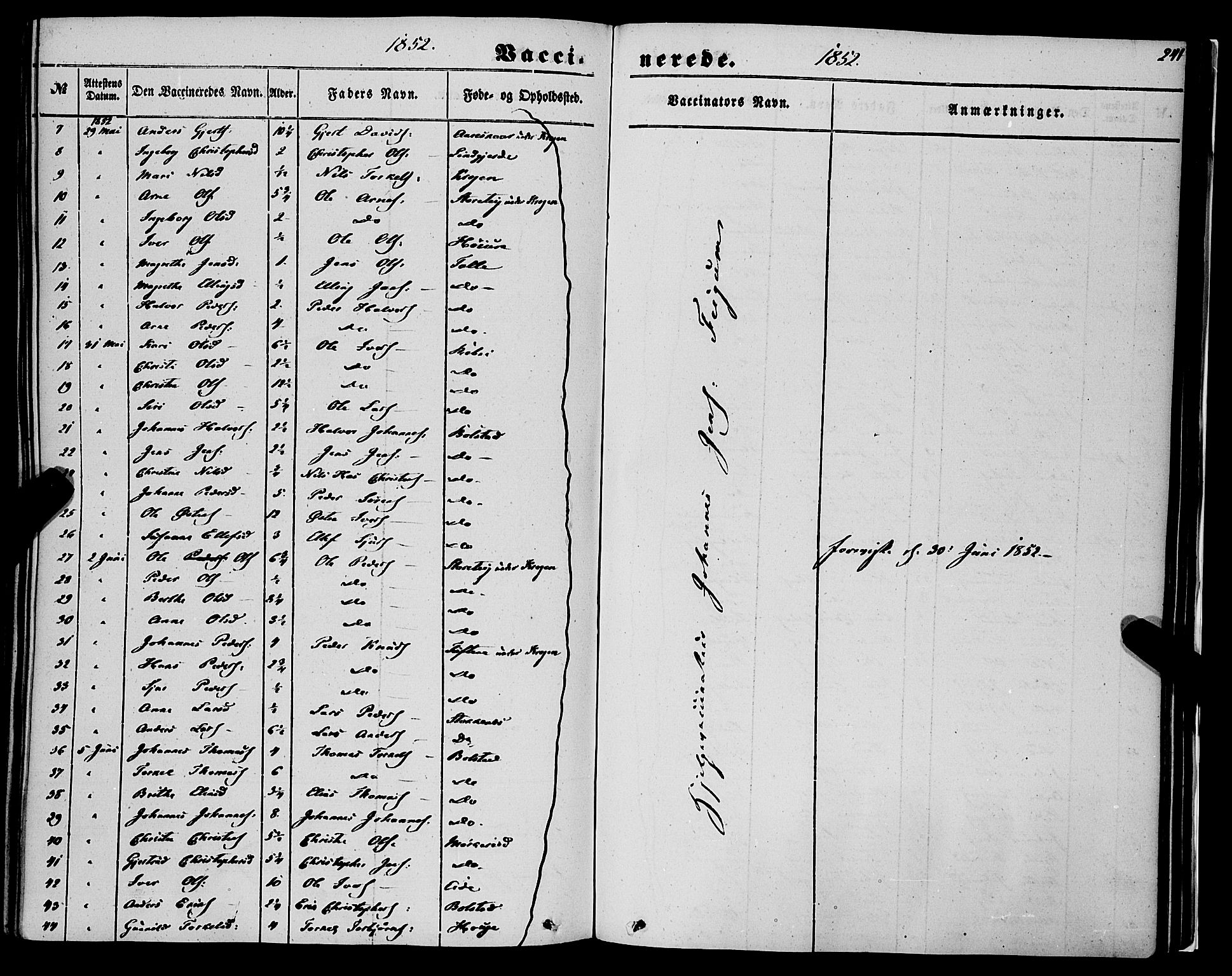 Luster sokneprestembete, AV/SAB-A-81101/H/Haa/Haaa/L0007: Parish register (official) no. A 7, 1849-1859, p. 241