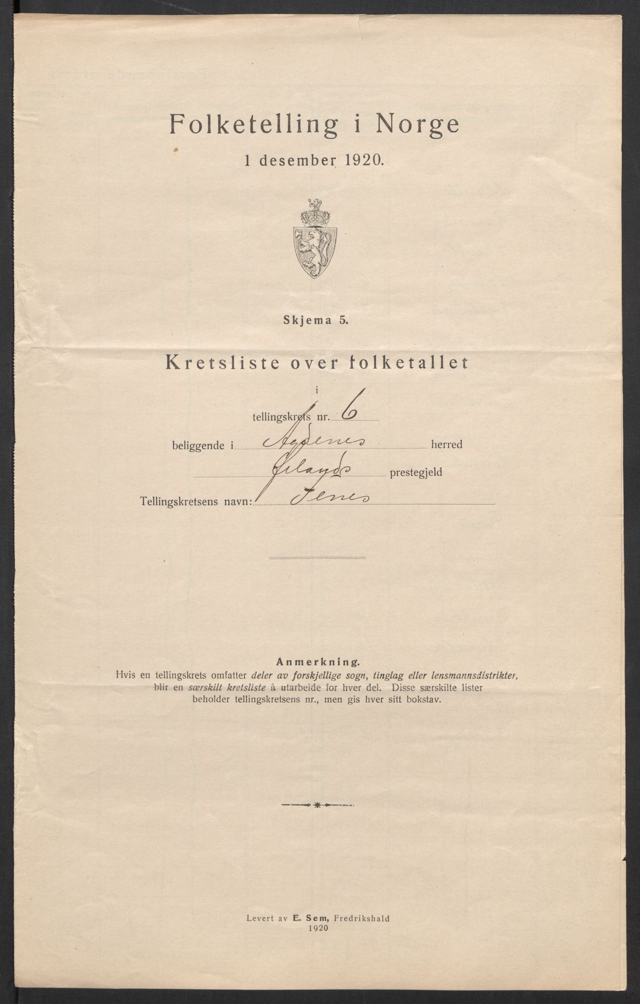 SAT, 1920 census for Agdenes, 1920, p. 21